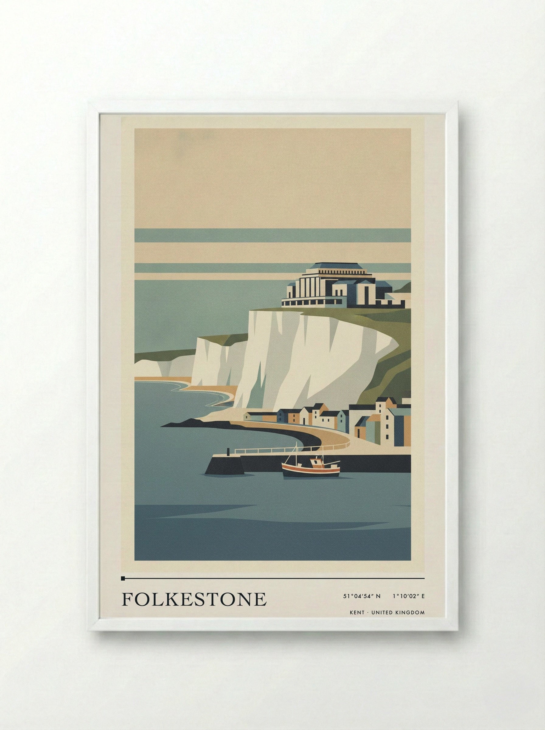 Folkestone Kent United Kingdom Travel Poster - Framed Print White