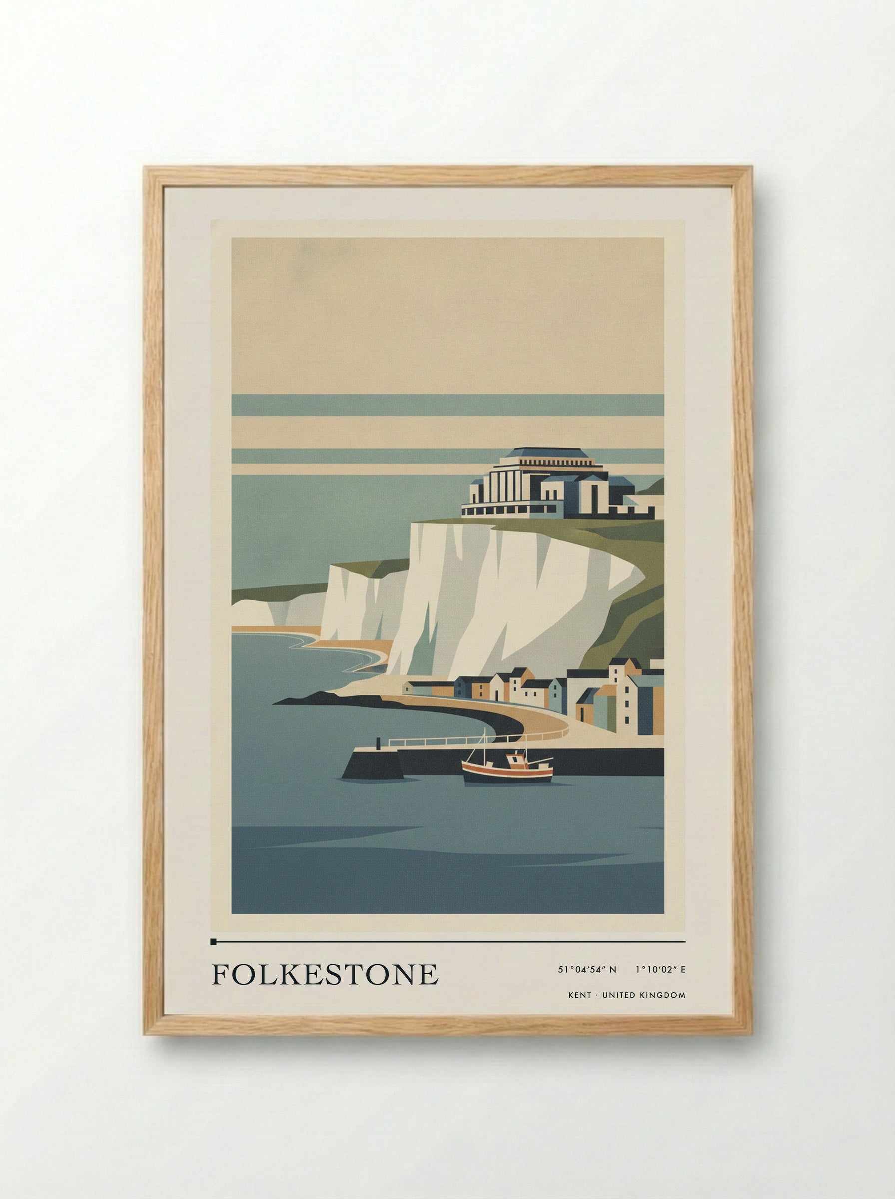 Folkestone Kent United Kingdom Travel Poster - Framed Print Wood