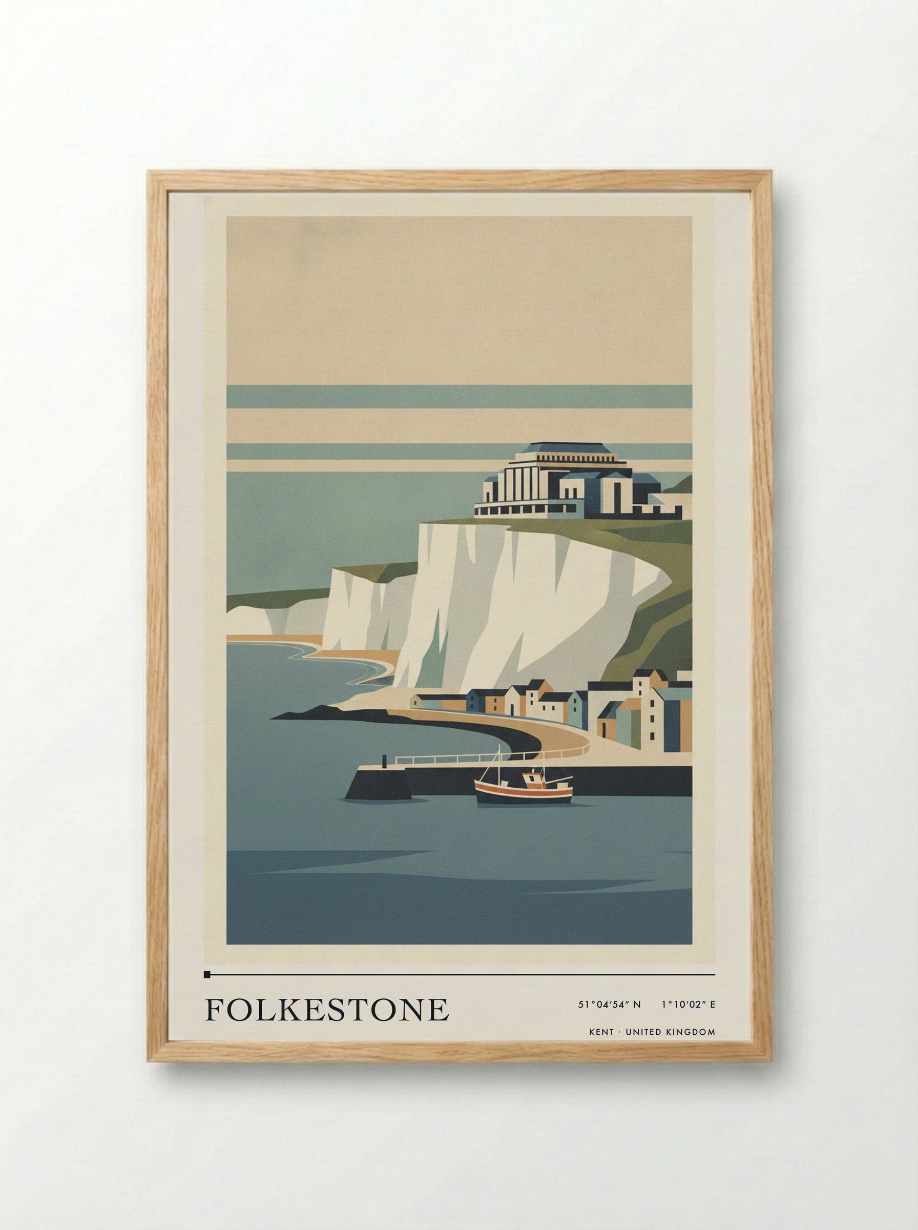 Folkestone Kent United Kingdom Travel Poster - Framed Print Wood