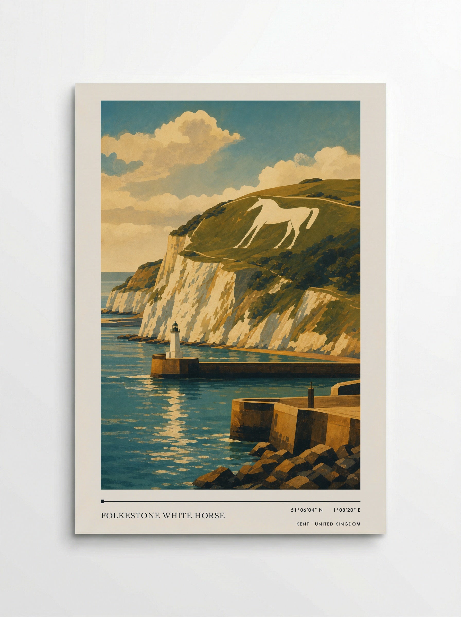 Folkestone White Horse Kent United Kingdom Travel Poster - Poster