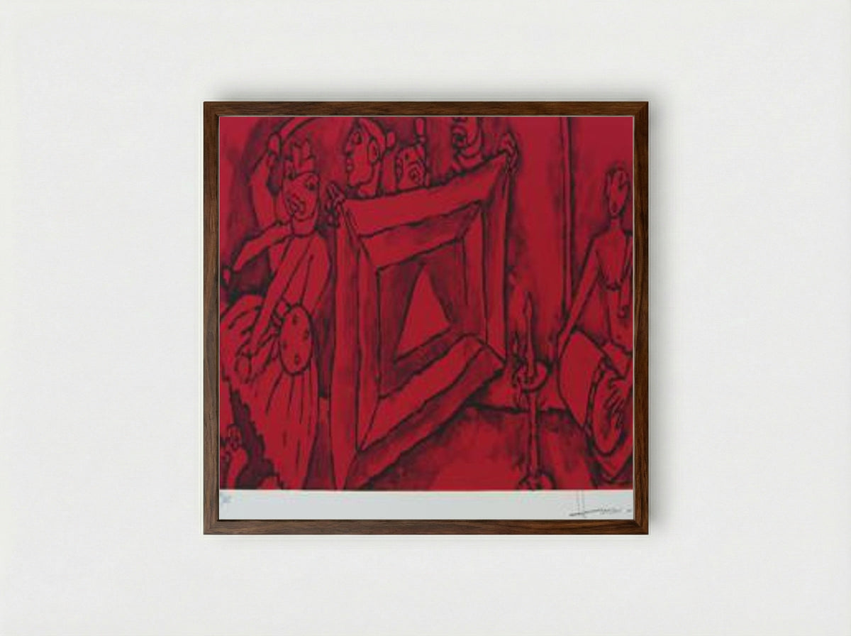 Folklore Kerala (II) - K.C.S. Paniker - Framed Print Dark Wood