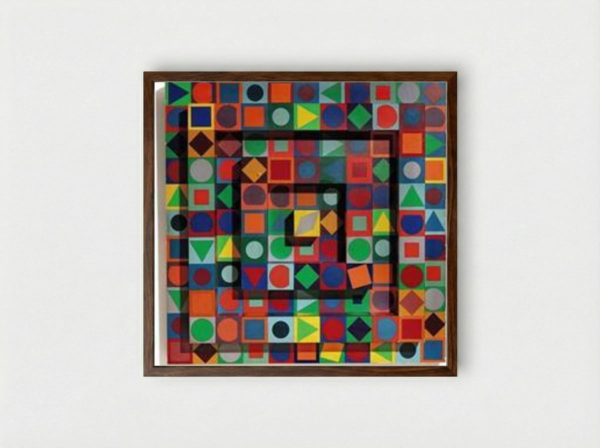 Folklore - Victor Vasarely - Framed Print Dark Wood