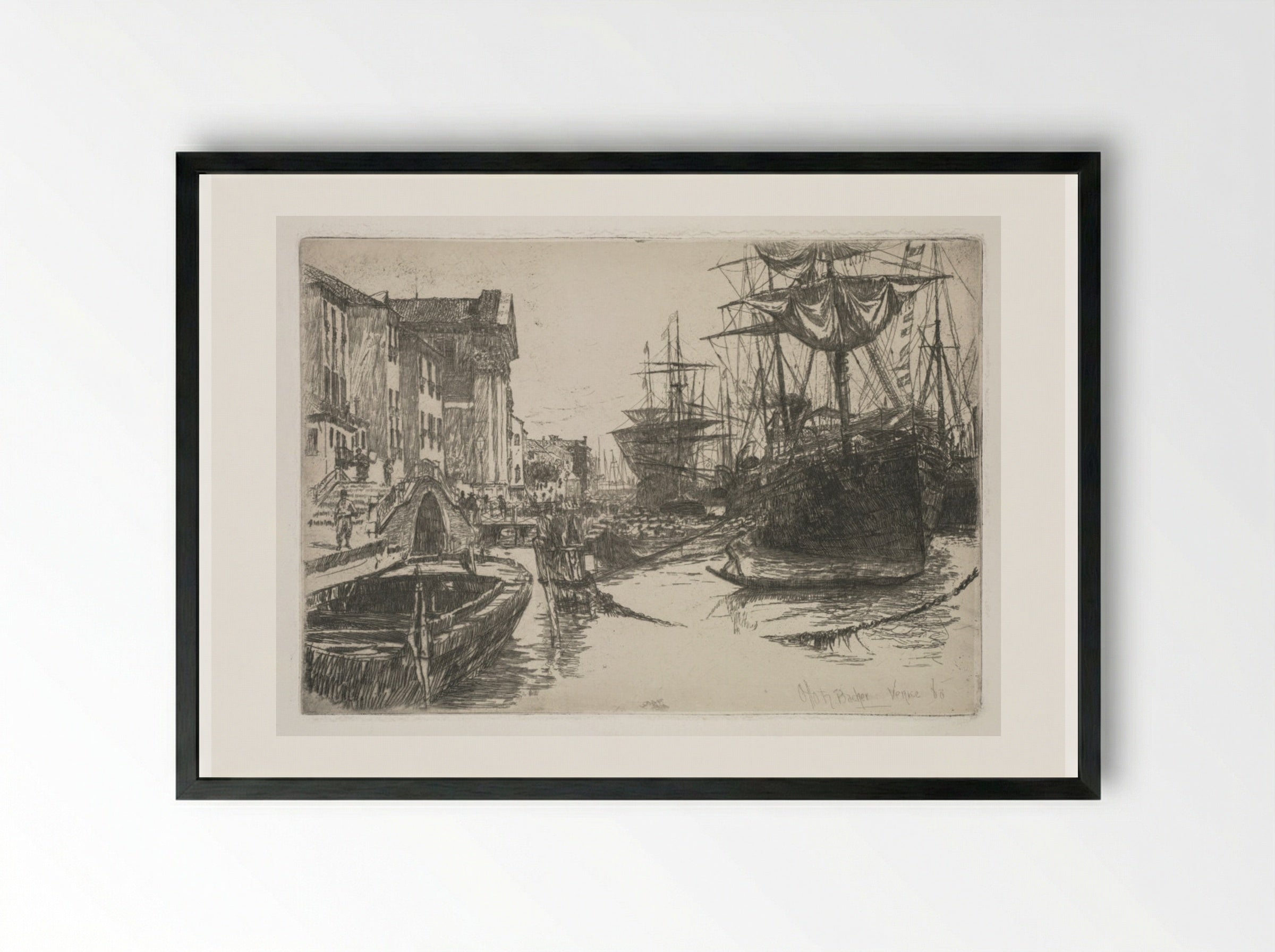 Fondamenta della Zattere - Otto H. Bacher - Framed Print Black