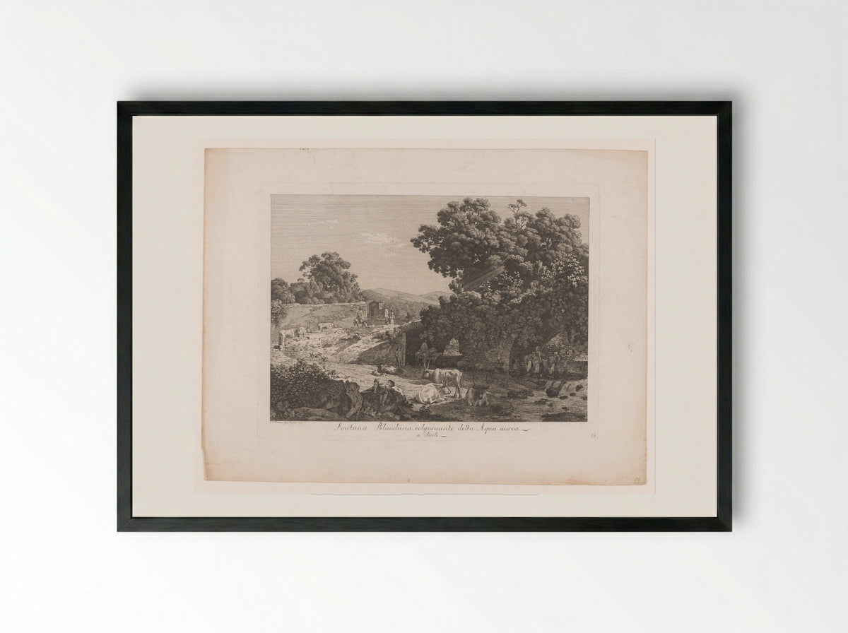 Fontana Blandusia, volgarmente detta Aqua aurea a Tivoli - Johann Friedrich Frauenholz - Framed Print Black