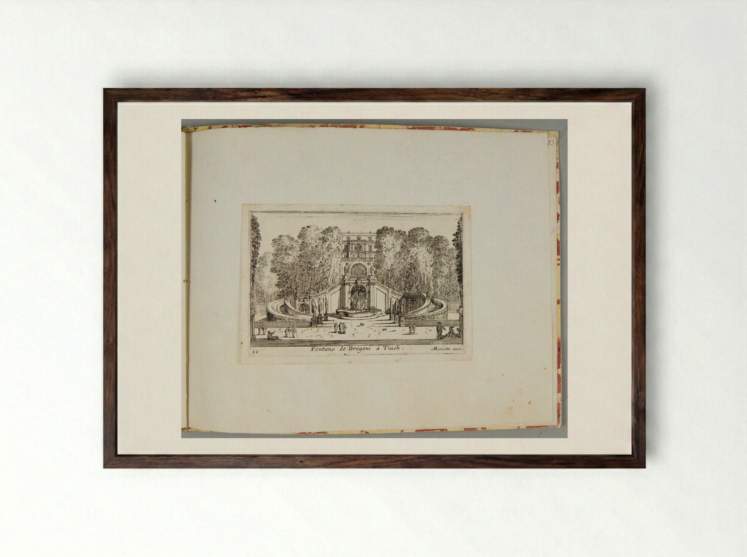 Fontana de Dragoni a Tivoli - Israël Silvestre - Framed Print Dark Wood