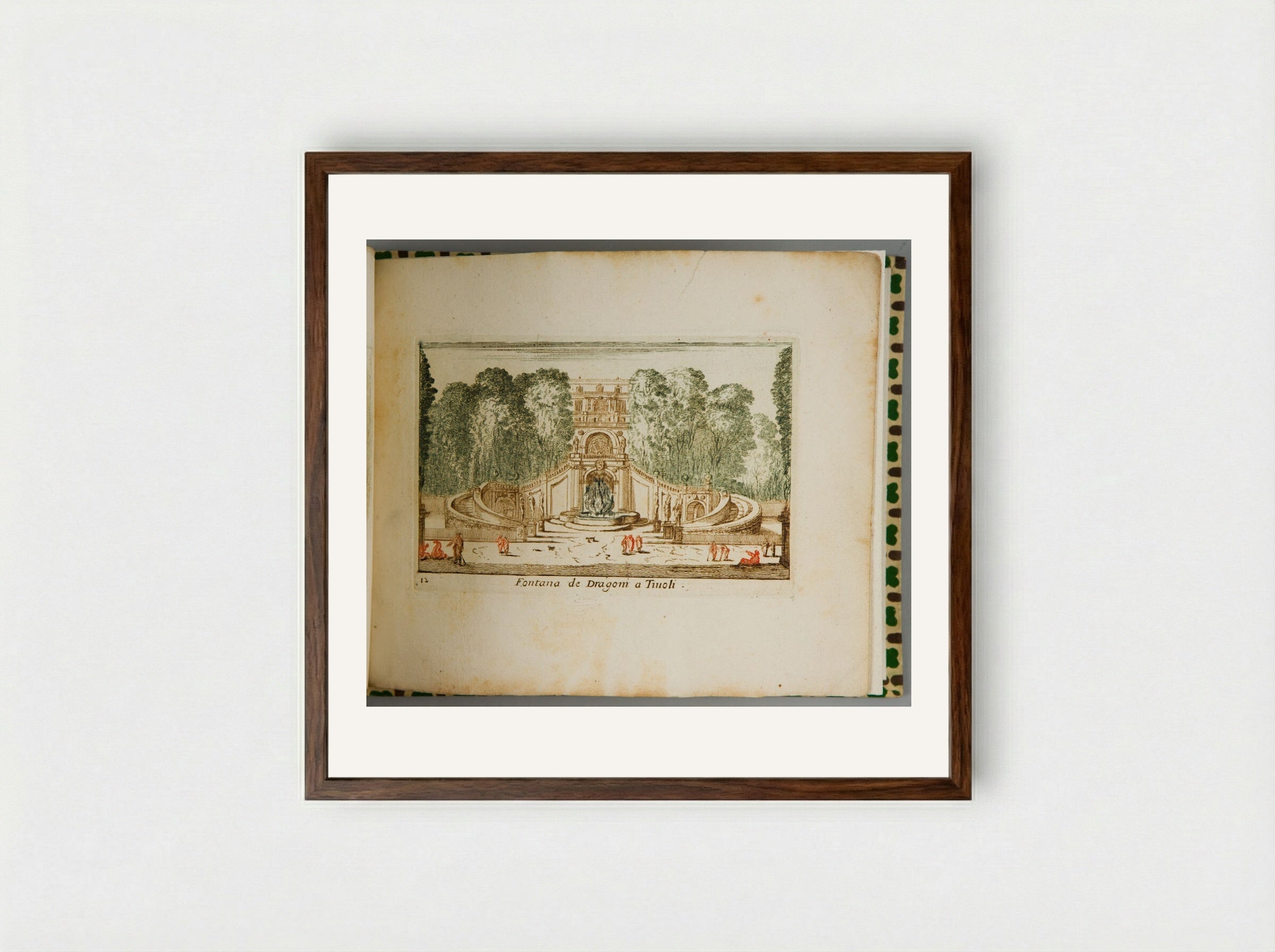 Fontana de Dragoni a Tivoli - Abraham Bloteling - Framed Print Dark Wood