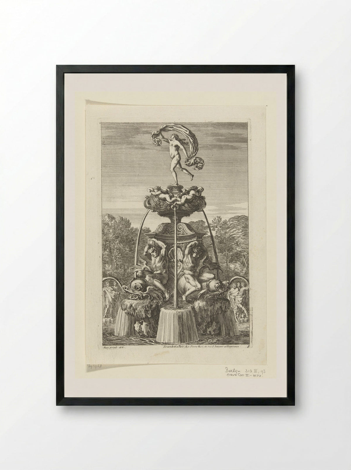 Fontein met beeld van Fortuna - Jean Lepautre - Framed Print Black