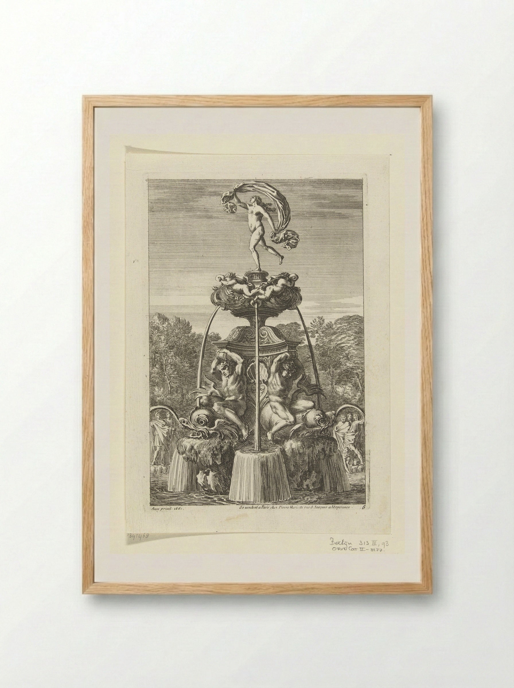 Fontein met beeld van Fortuna - Jean Lepautre - Framed Print Wood