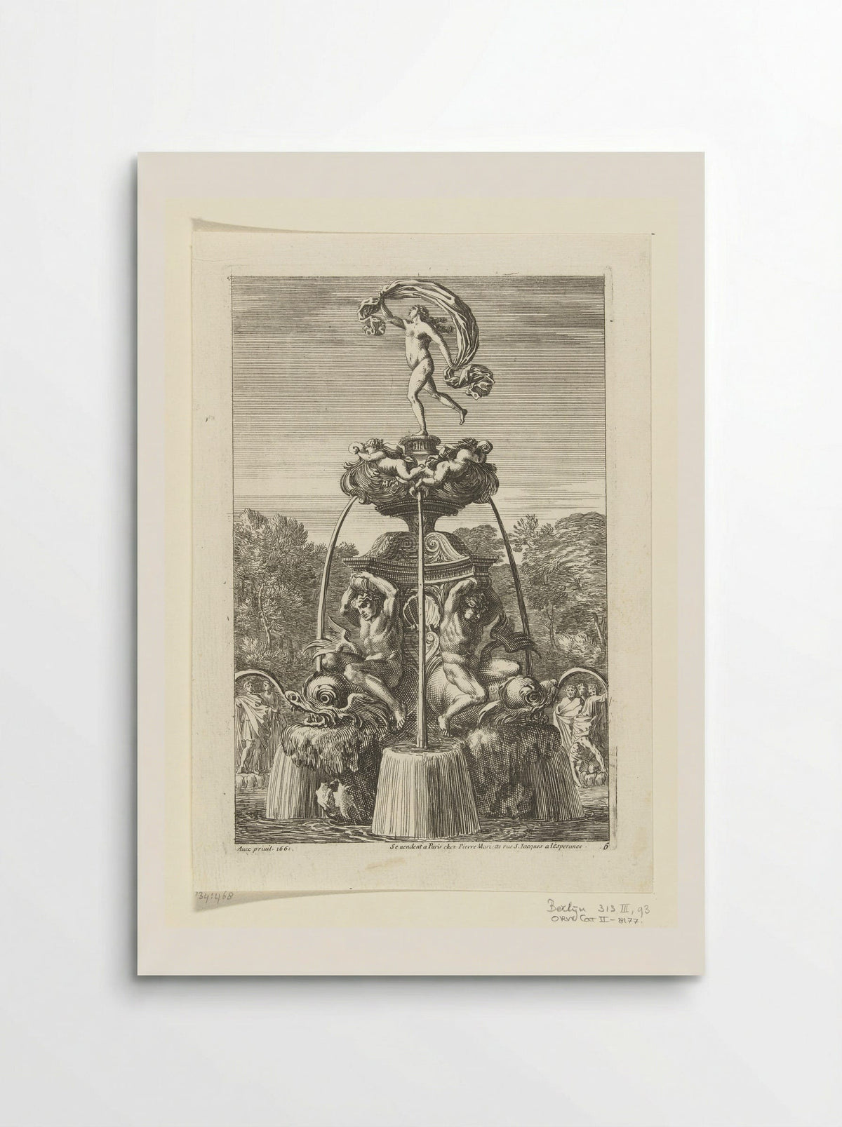 Fontein met beeld van Fortuna - Jean Lepautre - Poster