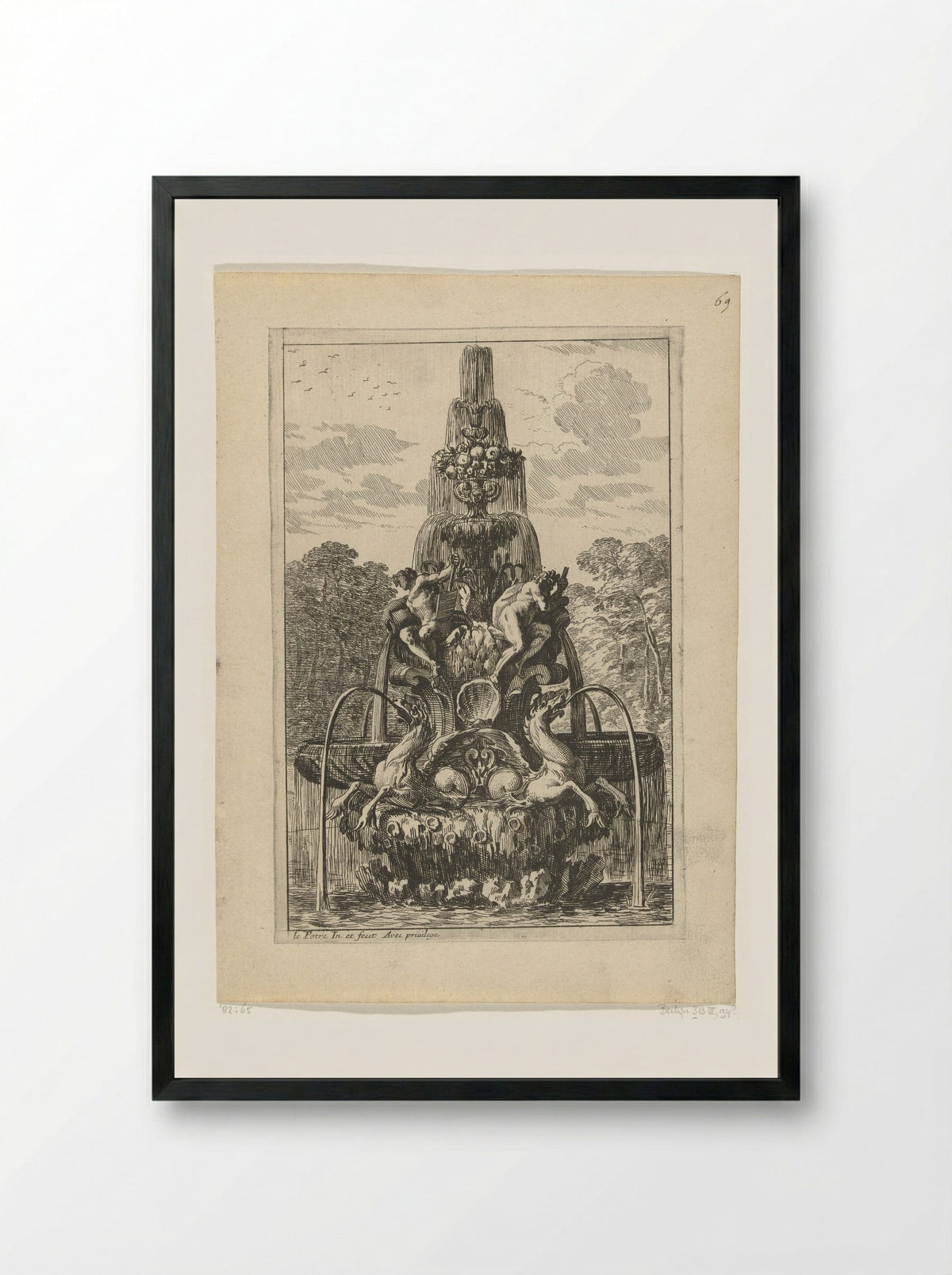 Fontein met zeepaarden - Jean Lepautre - Framed Print Black