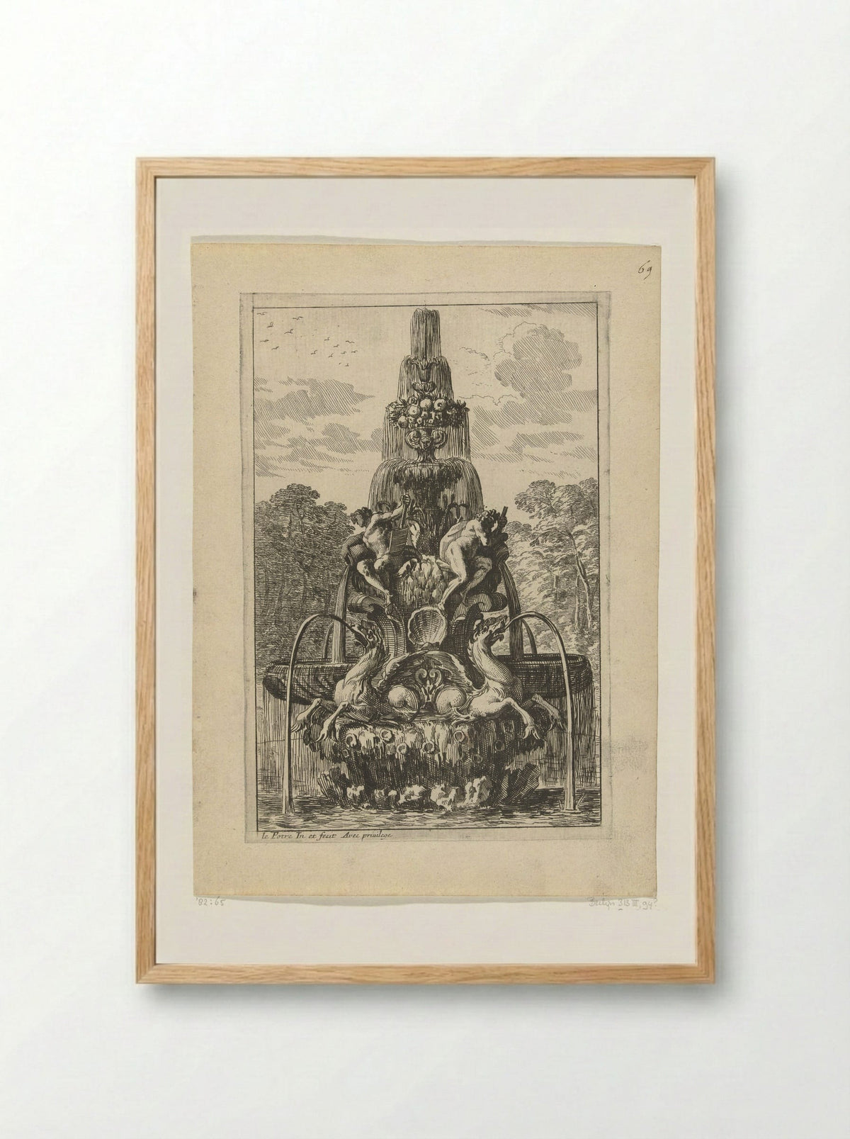 Fontein met zeepaarden - Jean Lepautre - Framed Print Wood