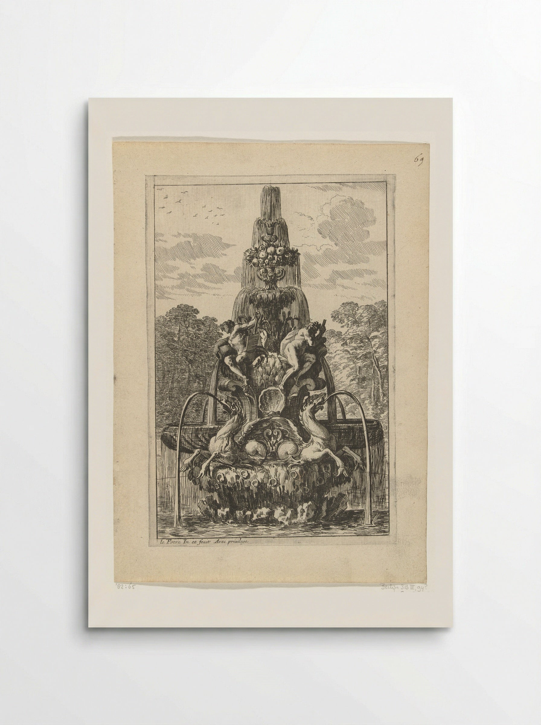 Fontein met zeepaarden - Jean Lepautre - Poster