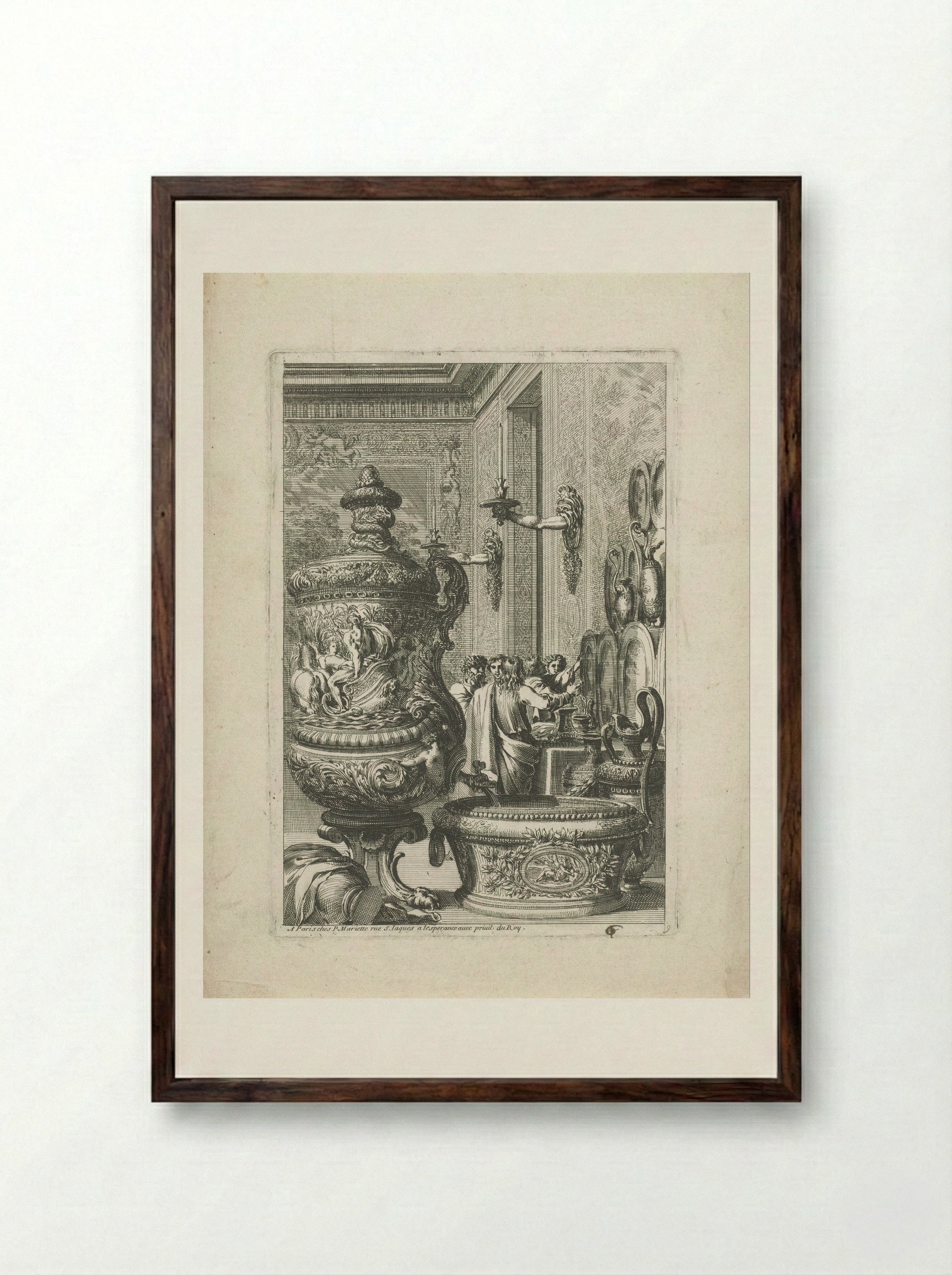 Fontein naar rechts gekeerd - Jean Lepautre - Framed Print Dark Wood