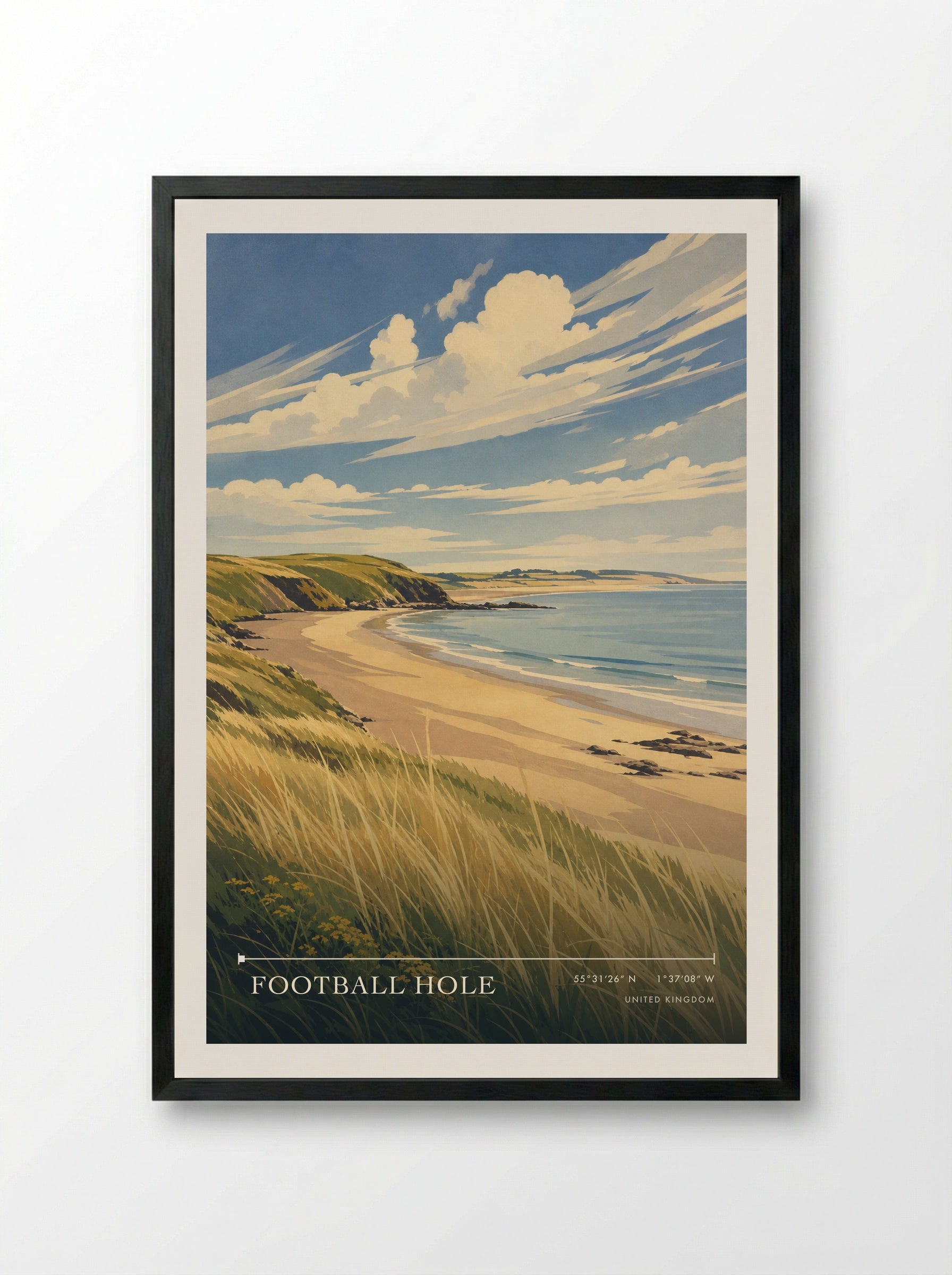 Football Hole United Kingdom Travel Poster - Framed Print Black