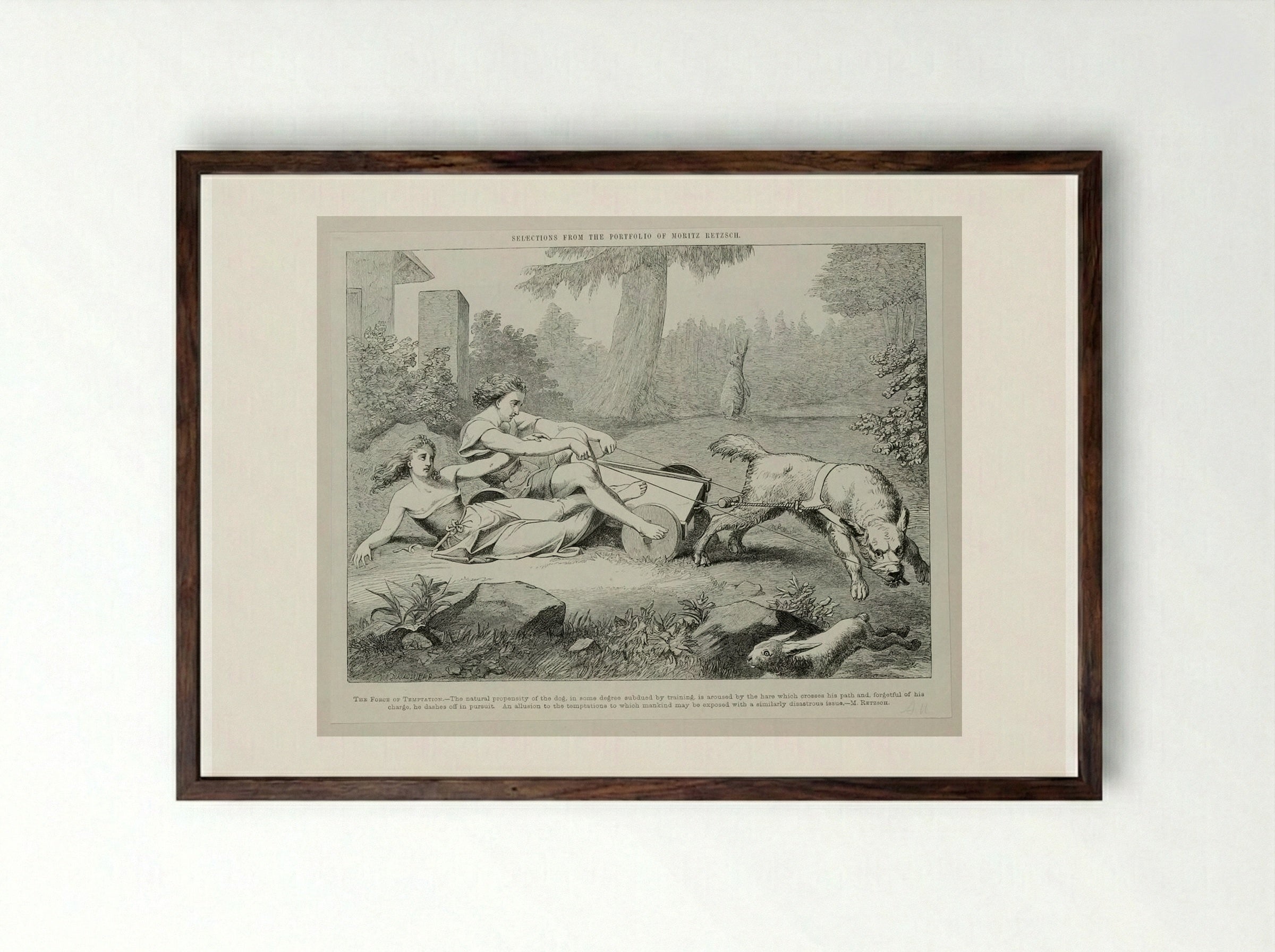 Force of Temptation - Edward Dalziel - Framed Print Dark Wood