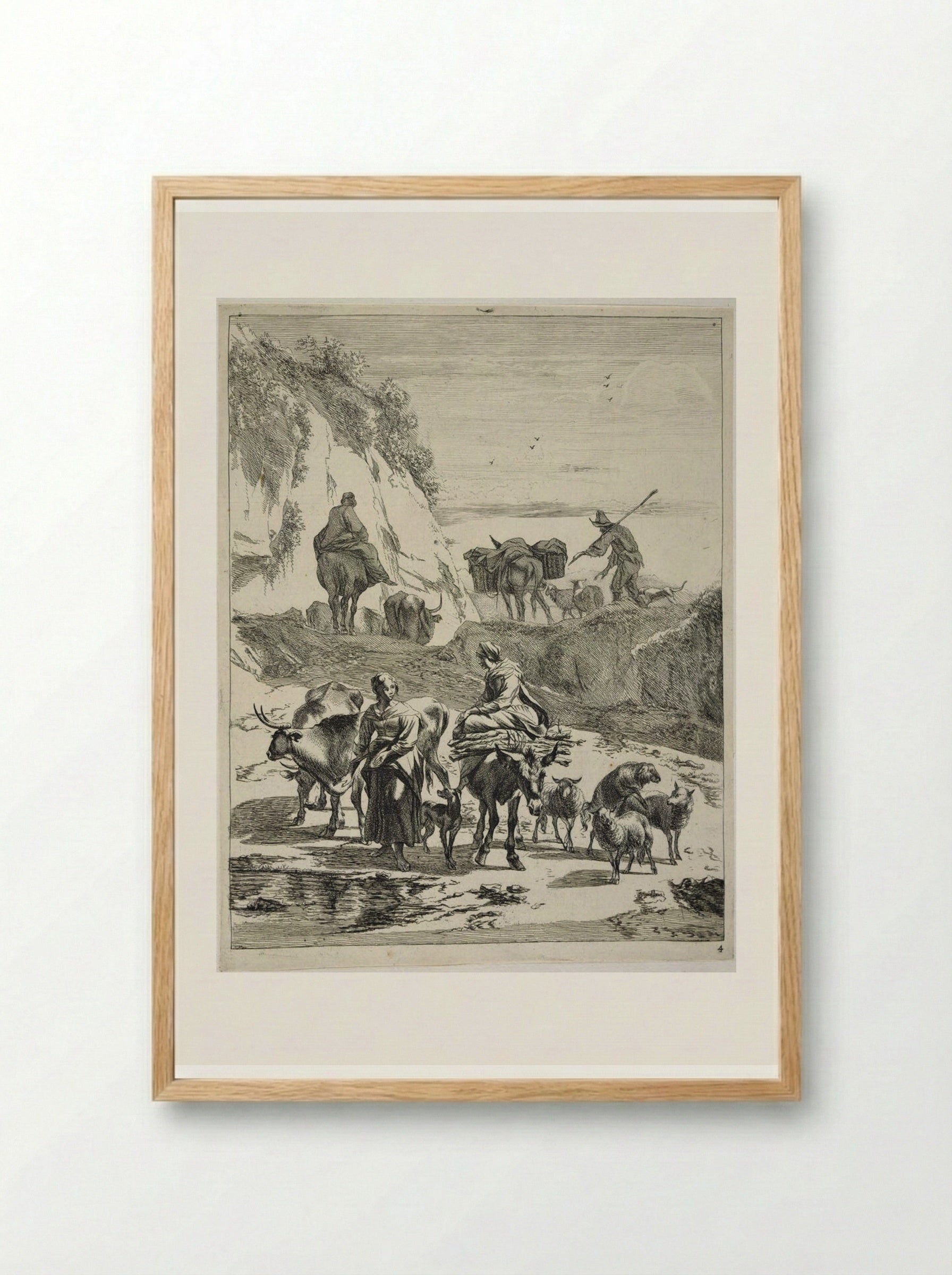 Ford at a Mountain Pass - Johannes Visscher - Framed Print Wood