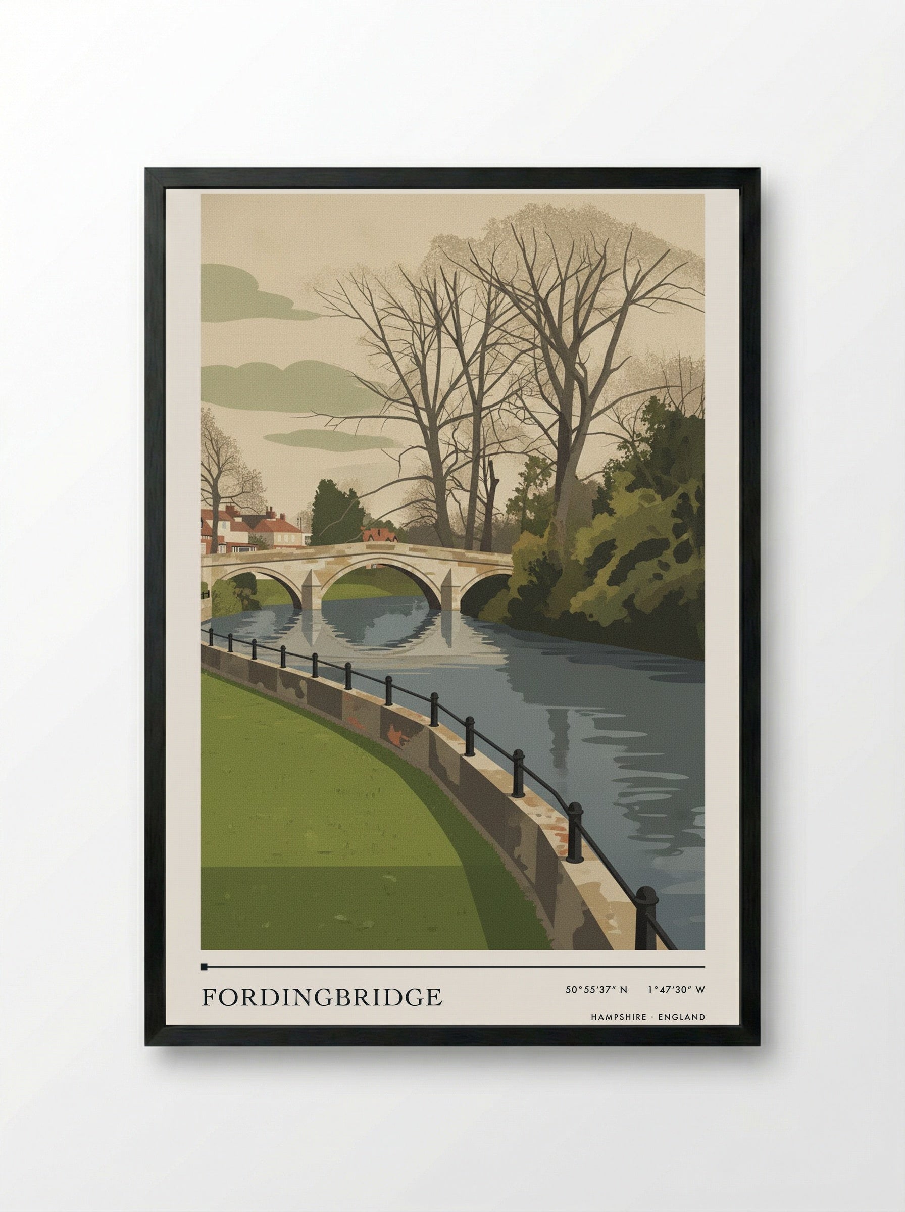 Fordingbridge Hampshire England Travel Poster - Framed Print Black