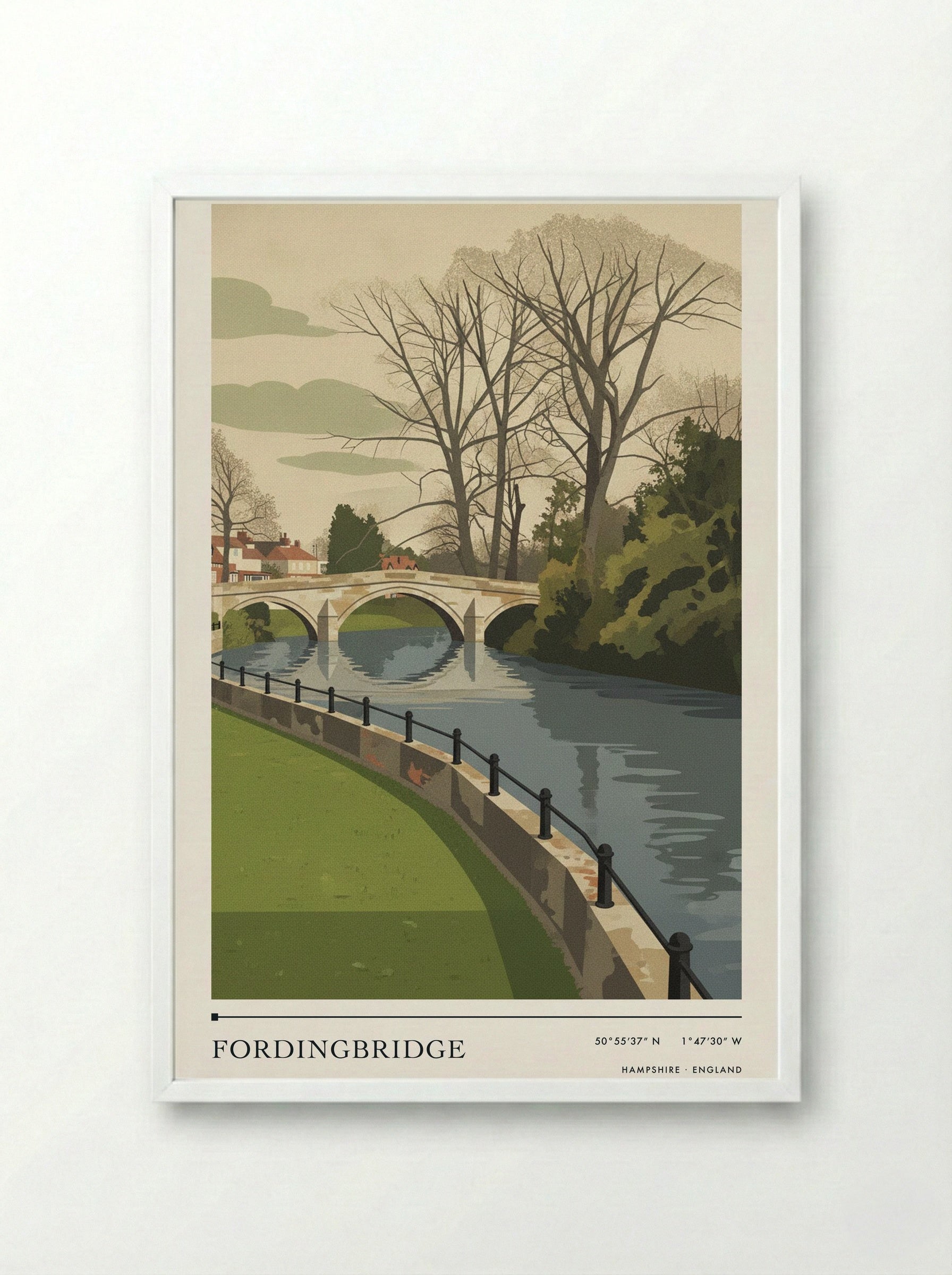 Fordingbridge Hampshire England Travel Poster - Framed Print White