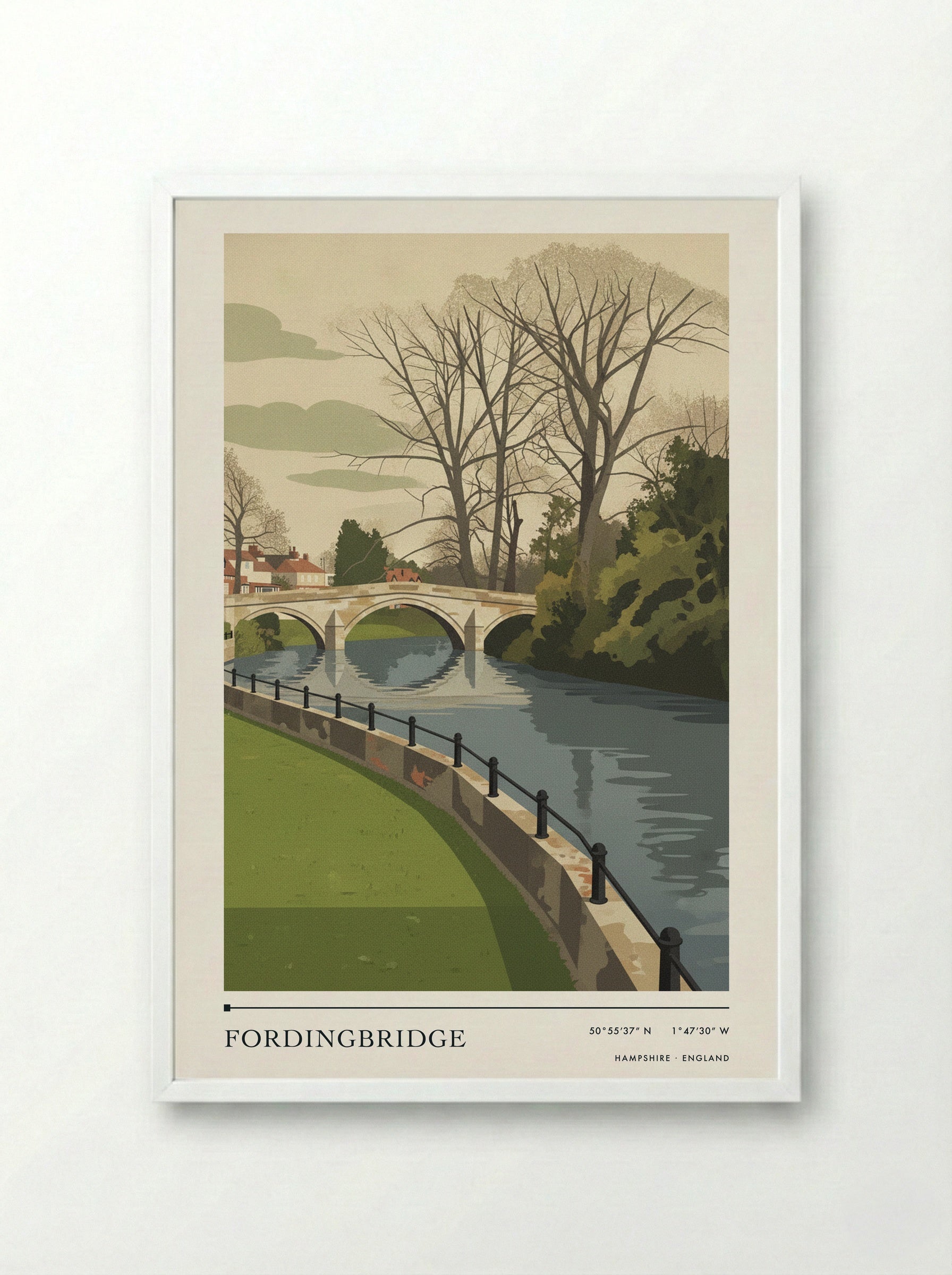 Fordingbridge Hampshire England Travel Poster - Framed Print White