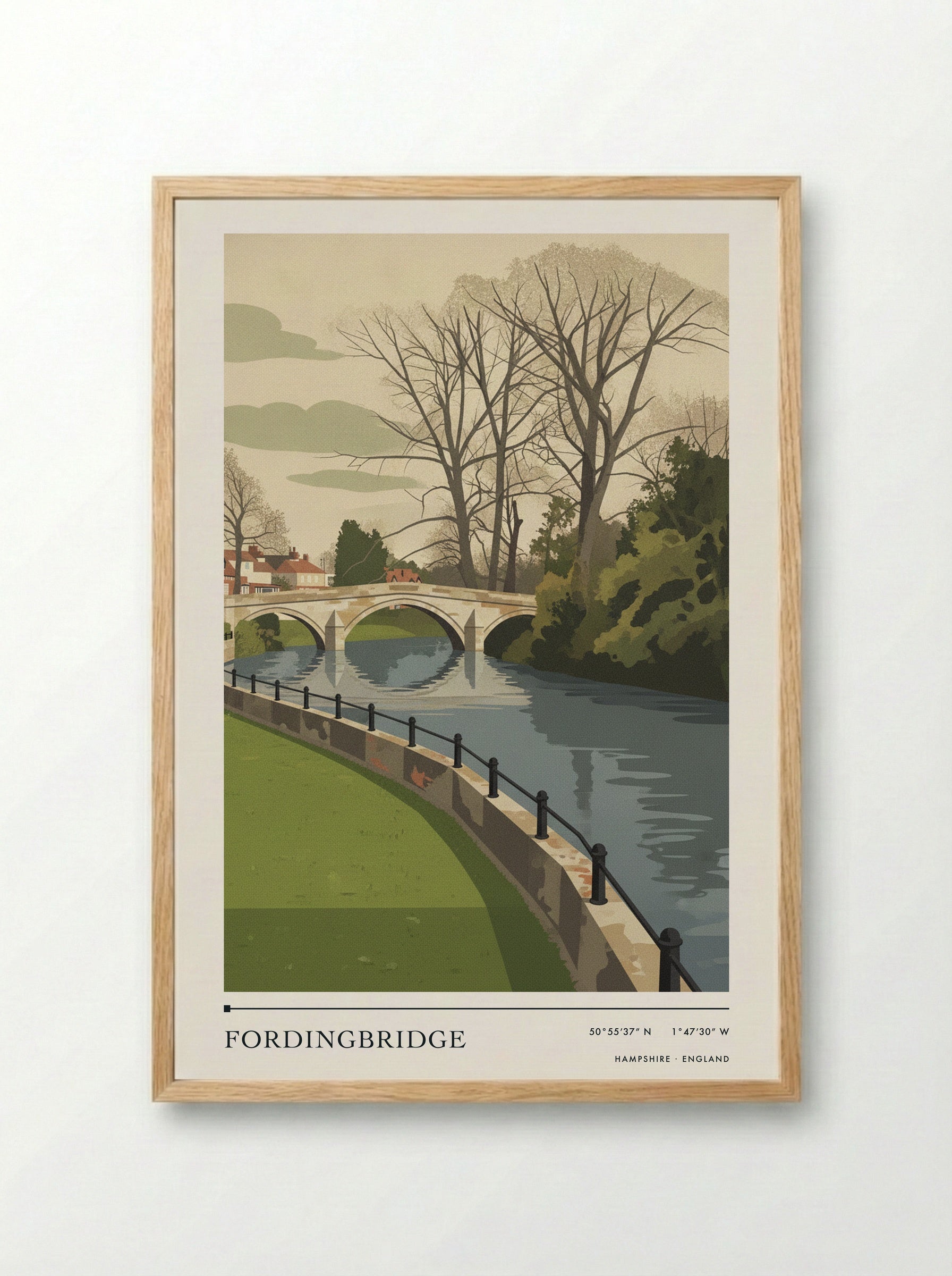 Fordingbridge Hampshire England Travel Poster - Framed Print Wood