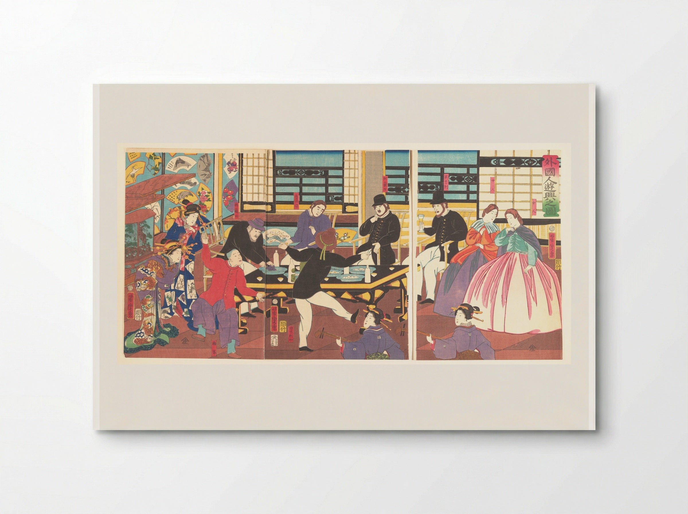 Foreigners Enjoying a Party (Gaikokujin yūkyō no zu) - Utagawa Yoshitora - Poster
