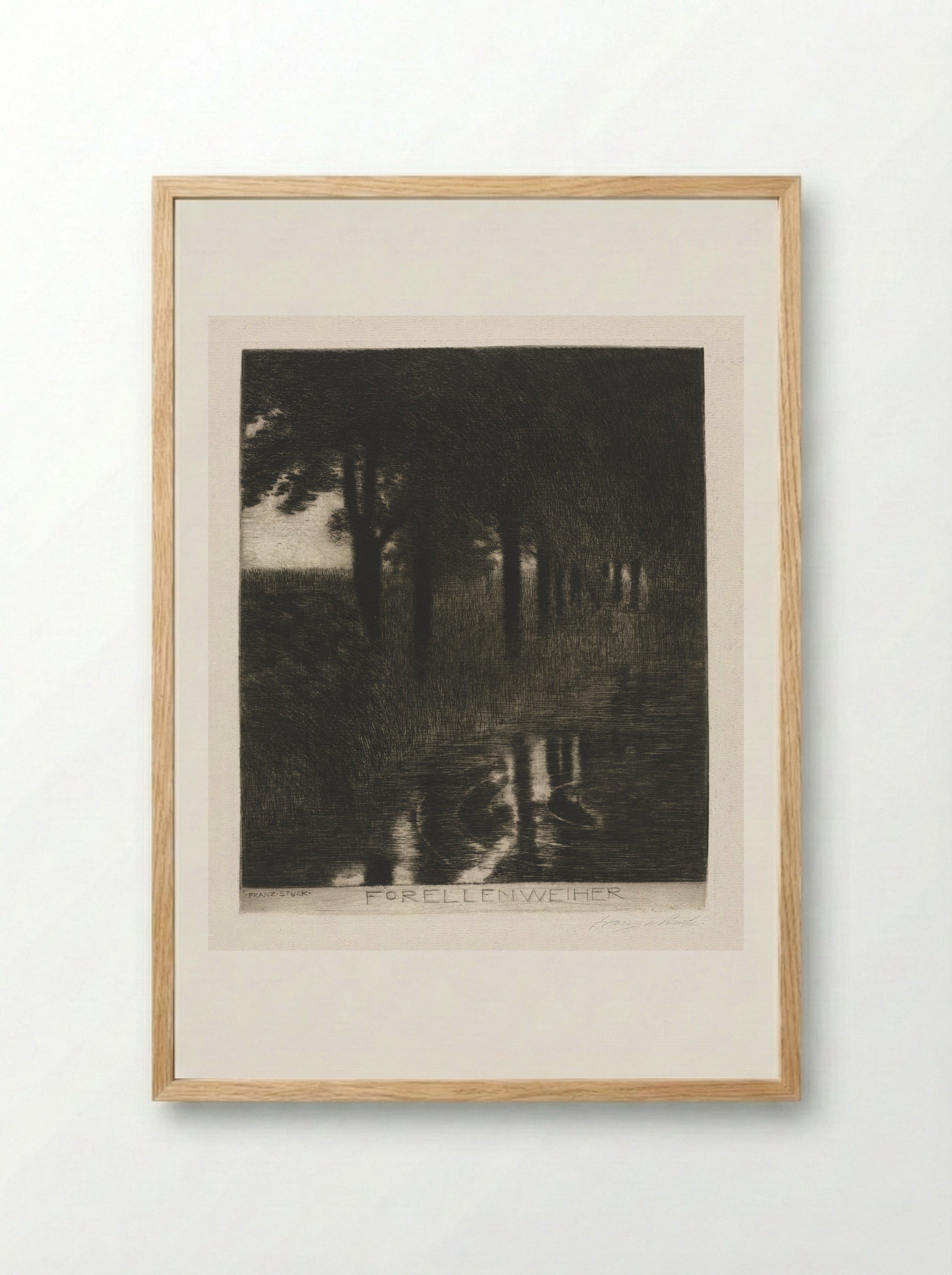 Forellenweiher (Trout Pond) - Franz von Stuck - Framed Print Wood