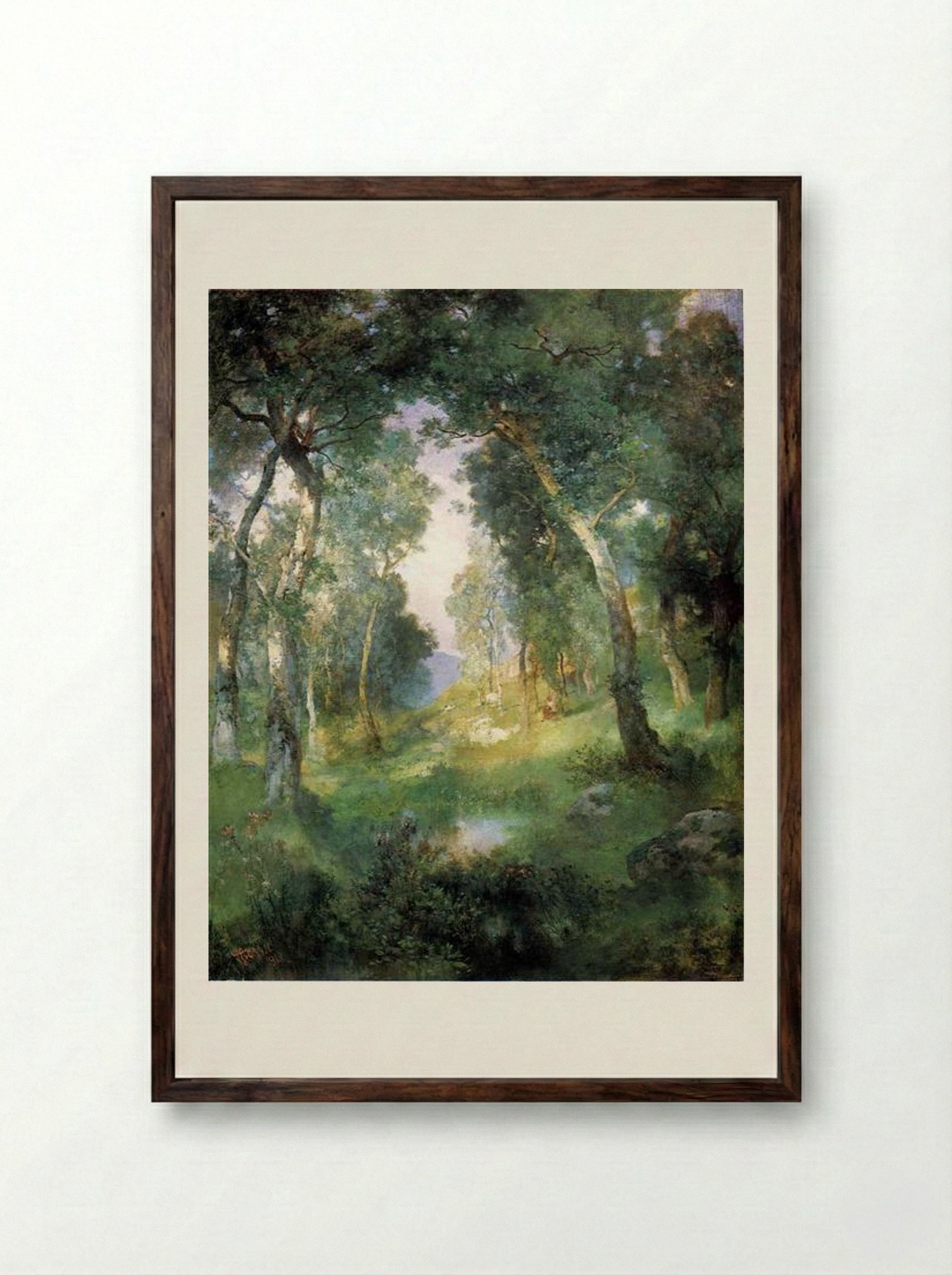 Forest Glade, Santa Barbara - Julius LeBlanc Stewart - Framed Print Dark Wood