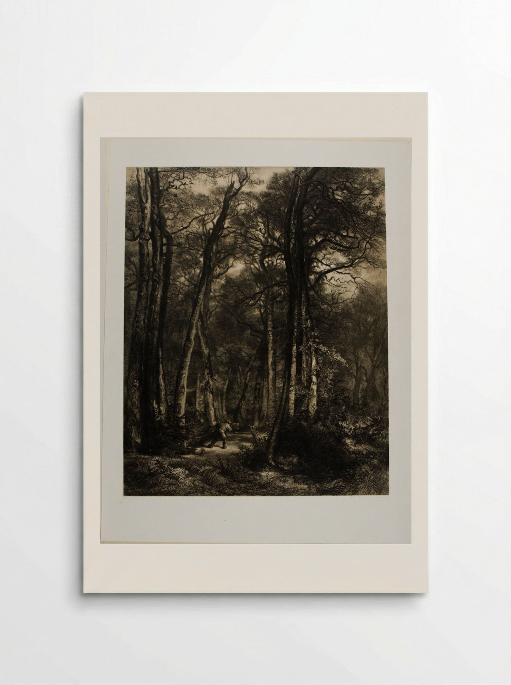 Forest Interior with Woodsman - Jean-François Millet - Poster