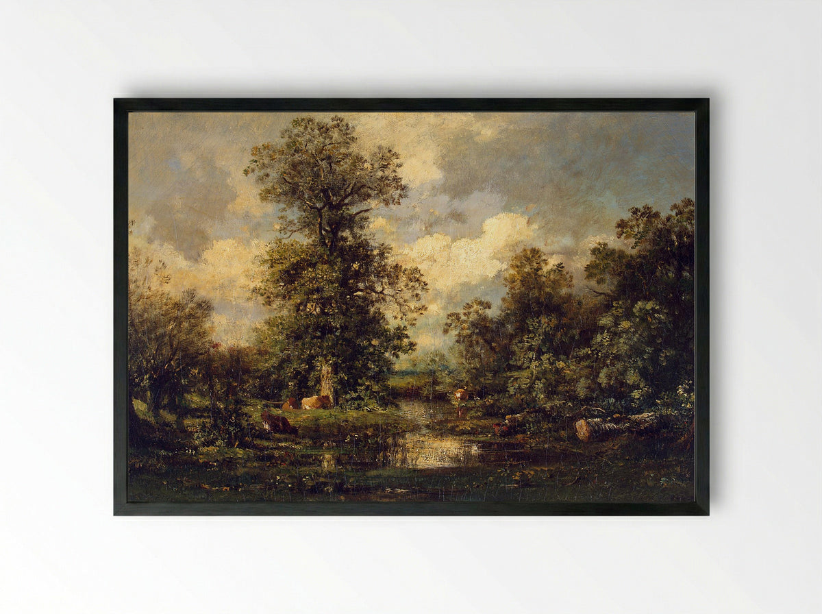 Forest Landscape - Jules Dupré - Framed Print Black