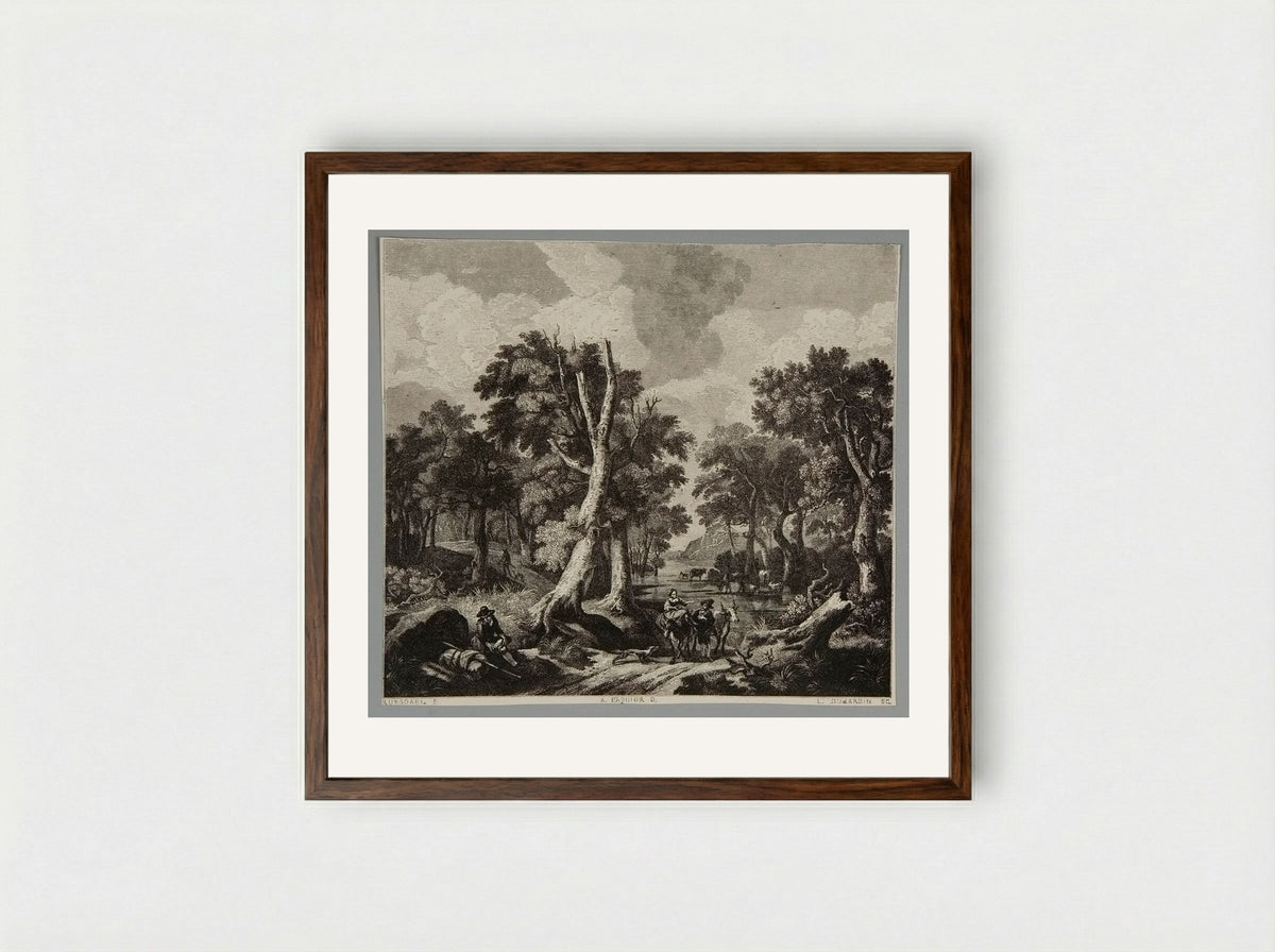 Forest Scene (After Jacob van Ruisdael) - Louis Dujardin - Framed Print Dark Wood