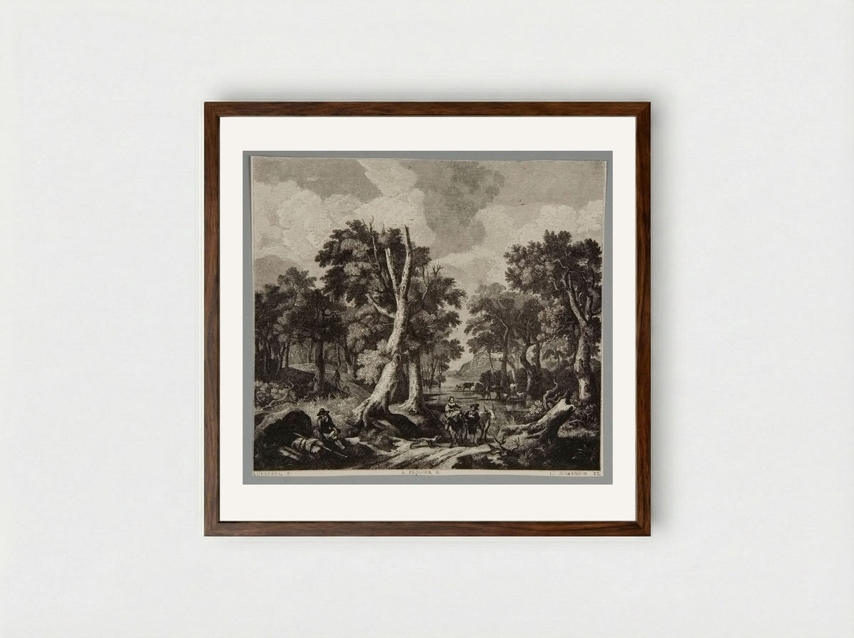 Forest Scene (After Jacob van Ruisdael) - Louis Dujardin - Framed Print Dark Wood