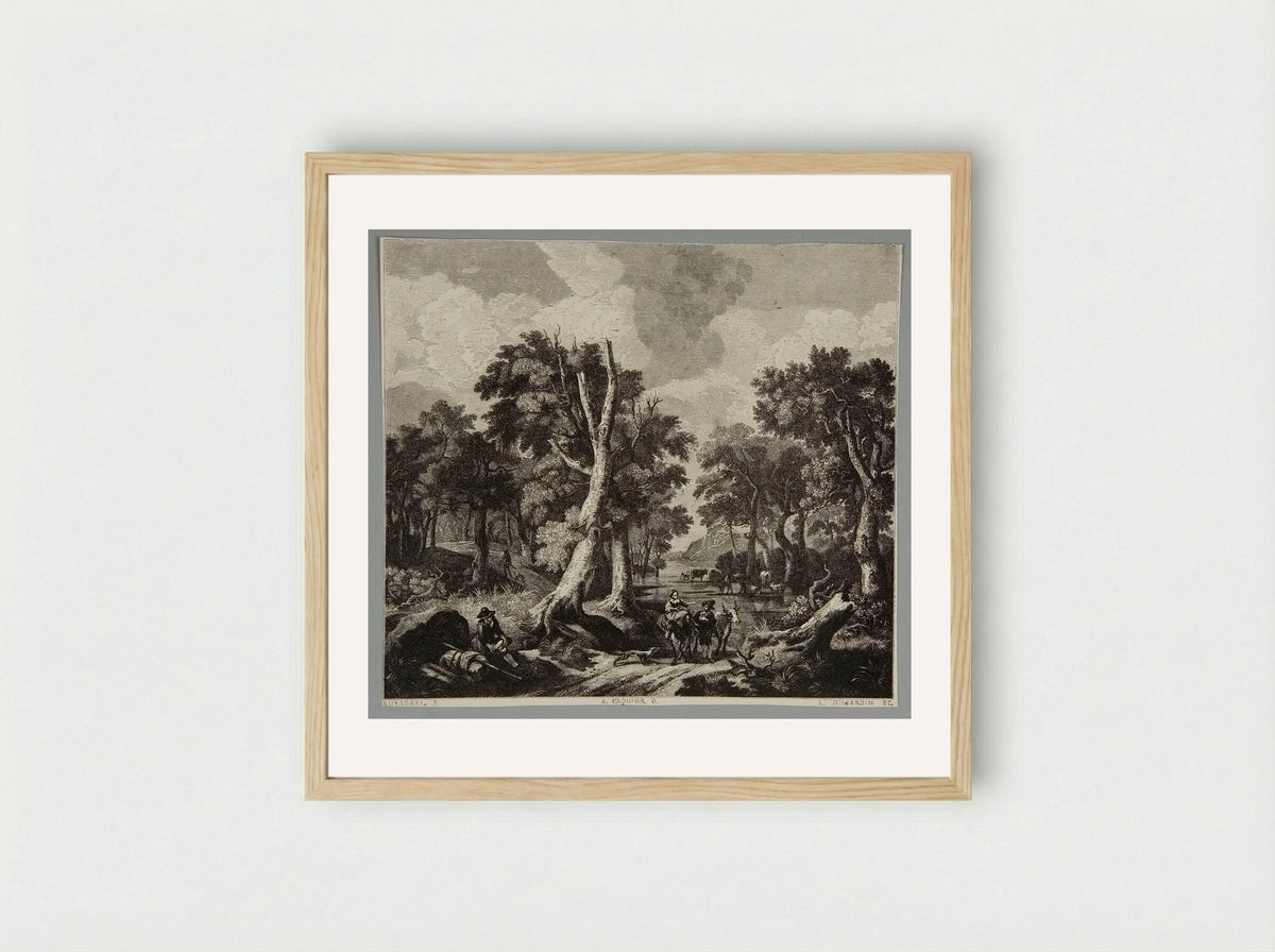 Forest Scene (After Jacob van Ruisdael) - Louis Dujardin - Framed Print Wood
