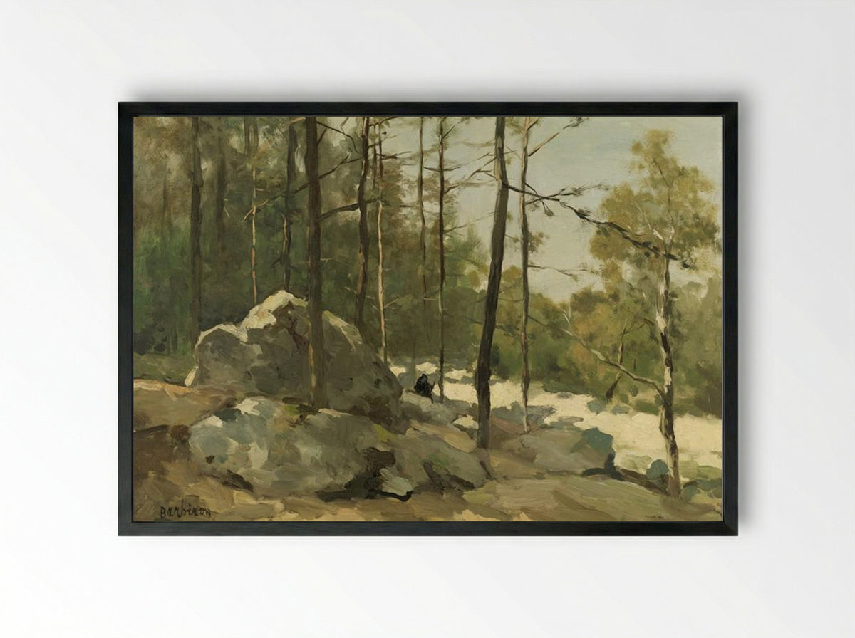 Forest View near Barbizon - Johan Hendrik Weissenbruch - Framed Print Black