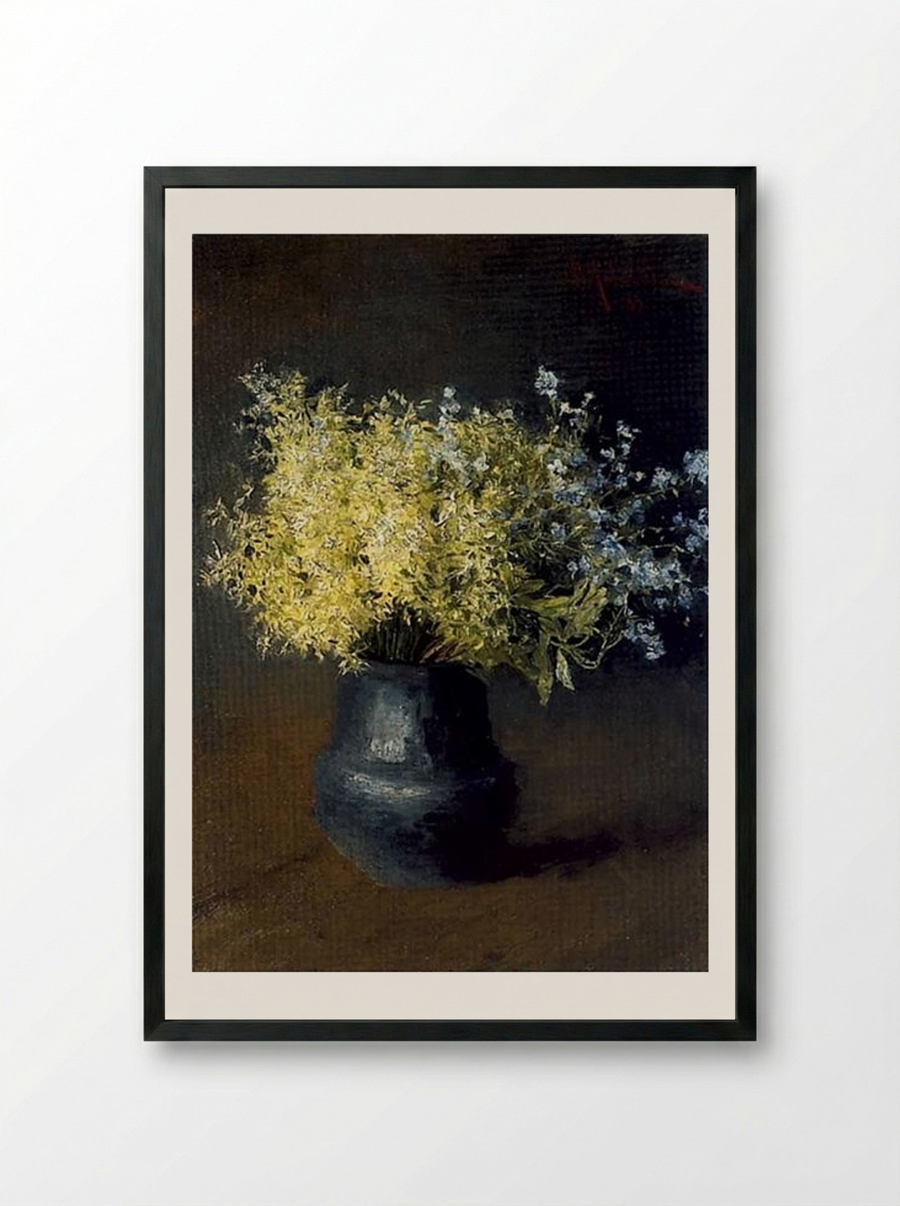 Forest Violets and Forget-me-nots - Isaac Levitan - Framed Print Black