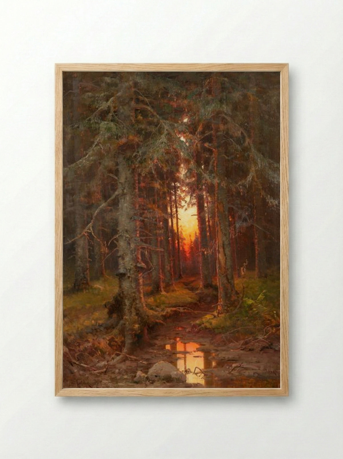 Forest at Sunset - Julius Sergius von Klever - Framed Print Wood