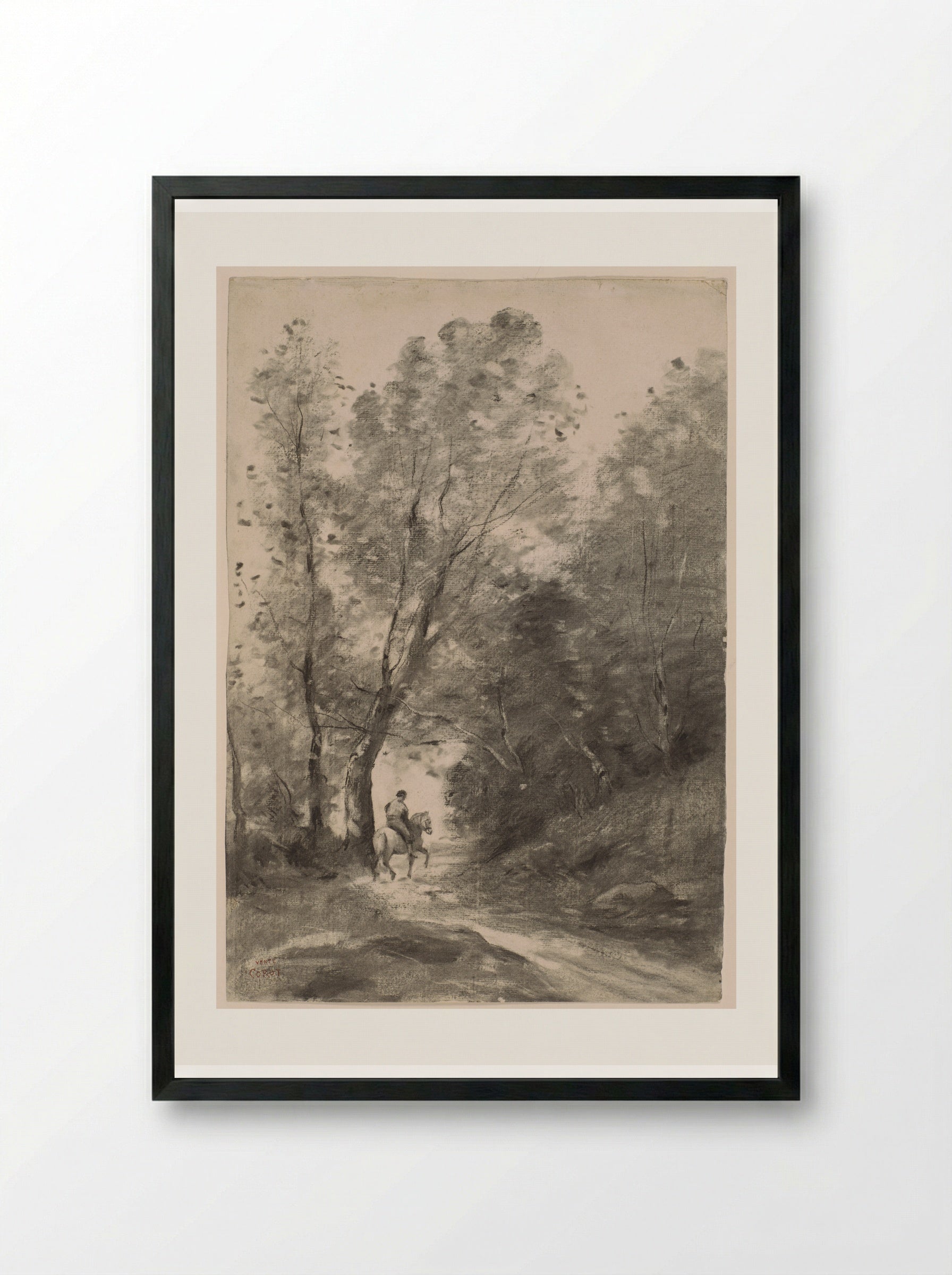 Forest of Coubron - Jean-Baptiste-Camille Corot - Framed Print Black