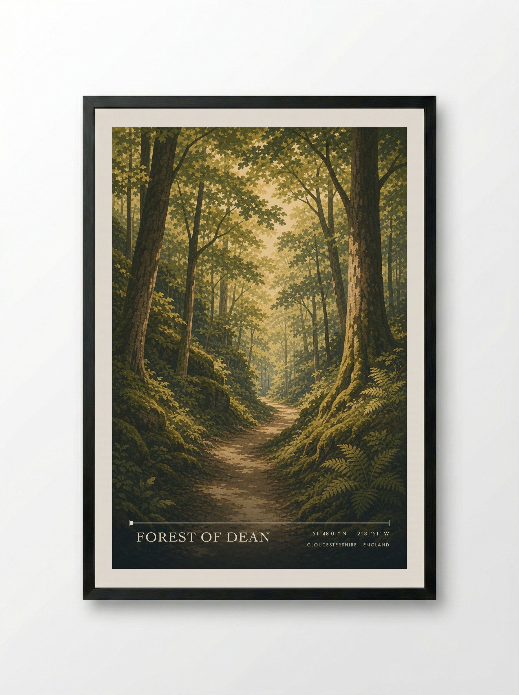 Forest of Dean Gloucestershire England Travel Poster - Framed Print Black