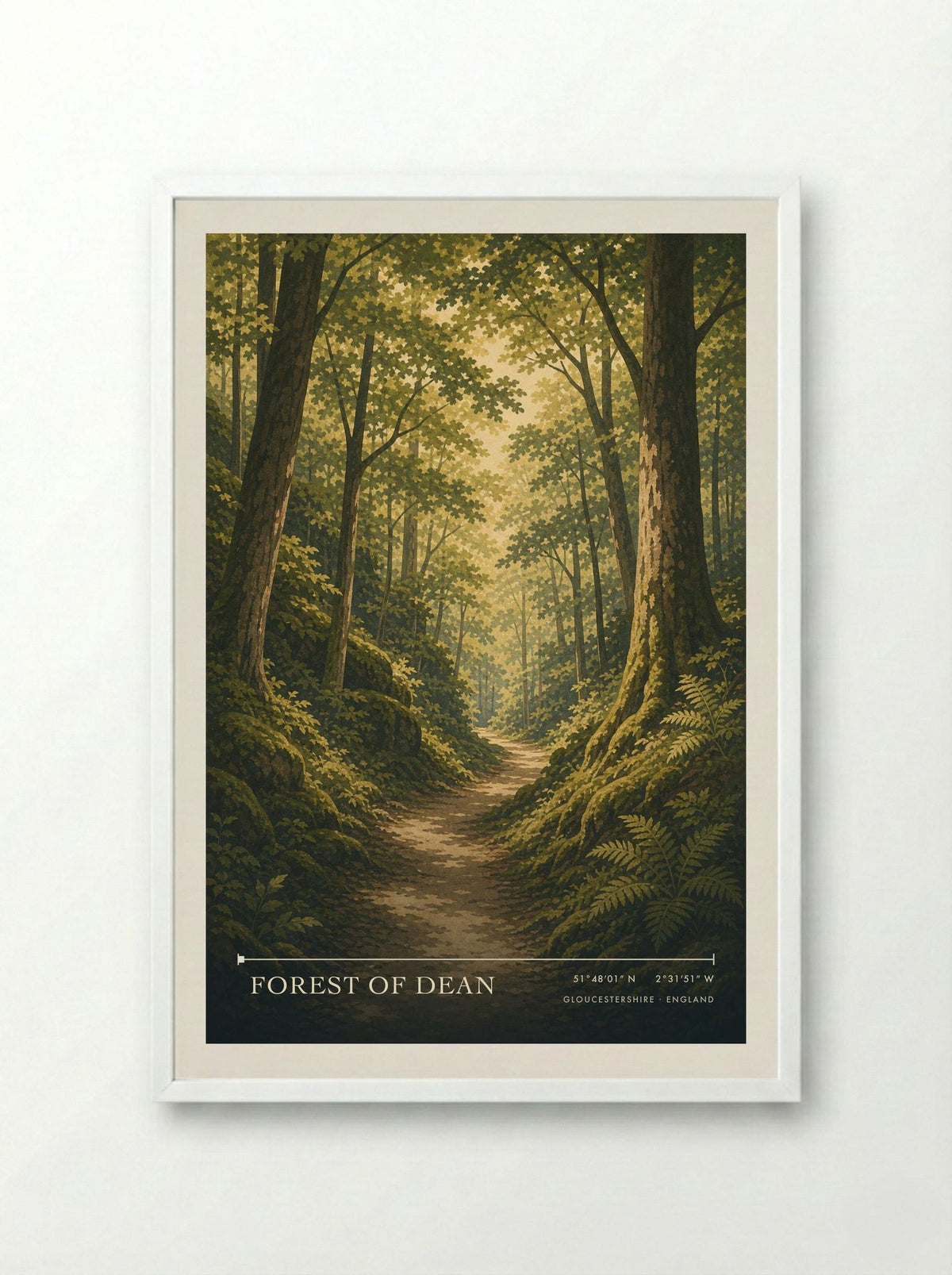 Forest of Dean Gloucestershire England Travel Poster - Framed Print White