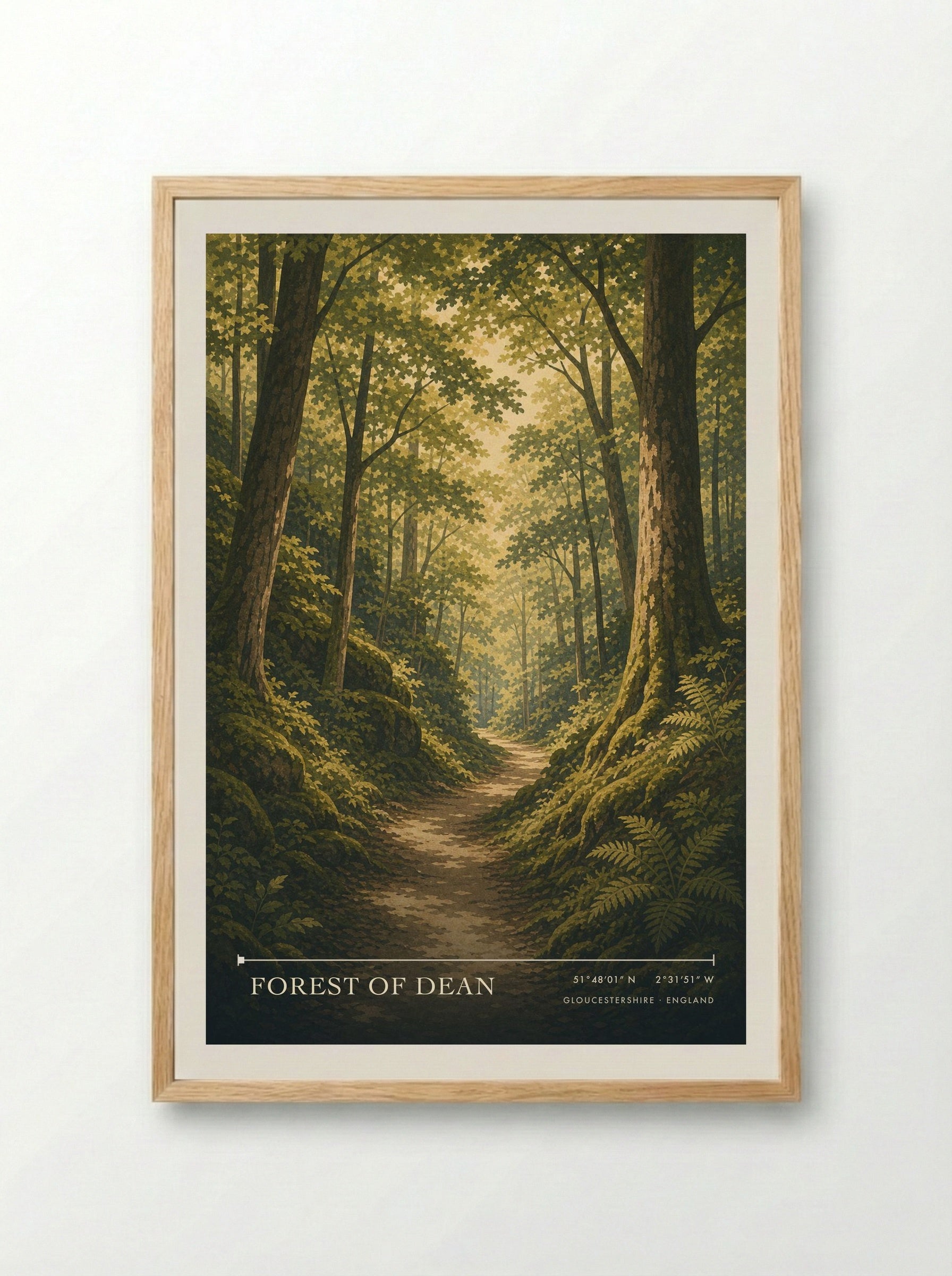 Forest of Dean Gloucestershire England Travel Poster - Framed Print Wood