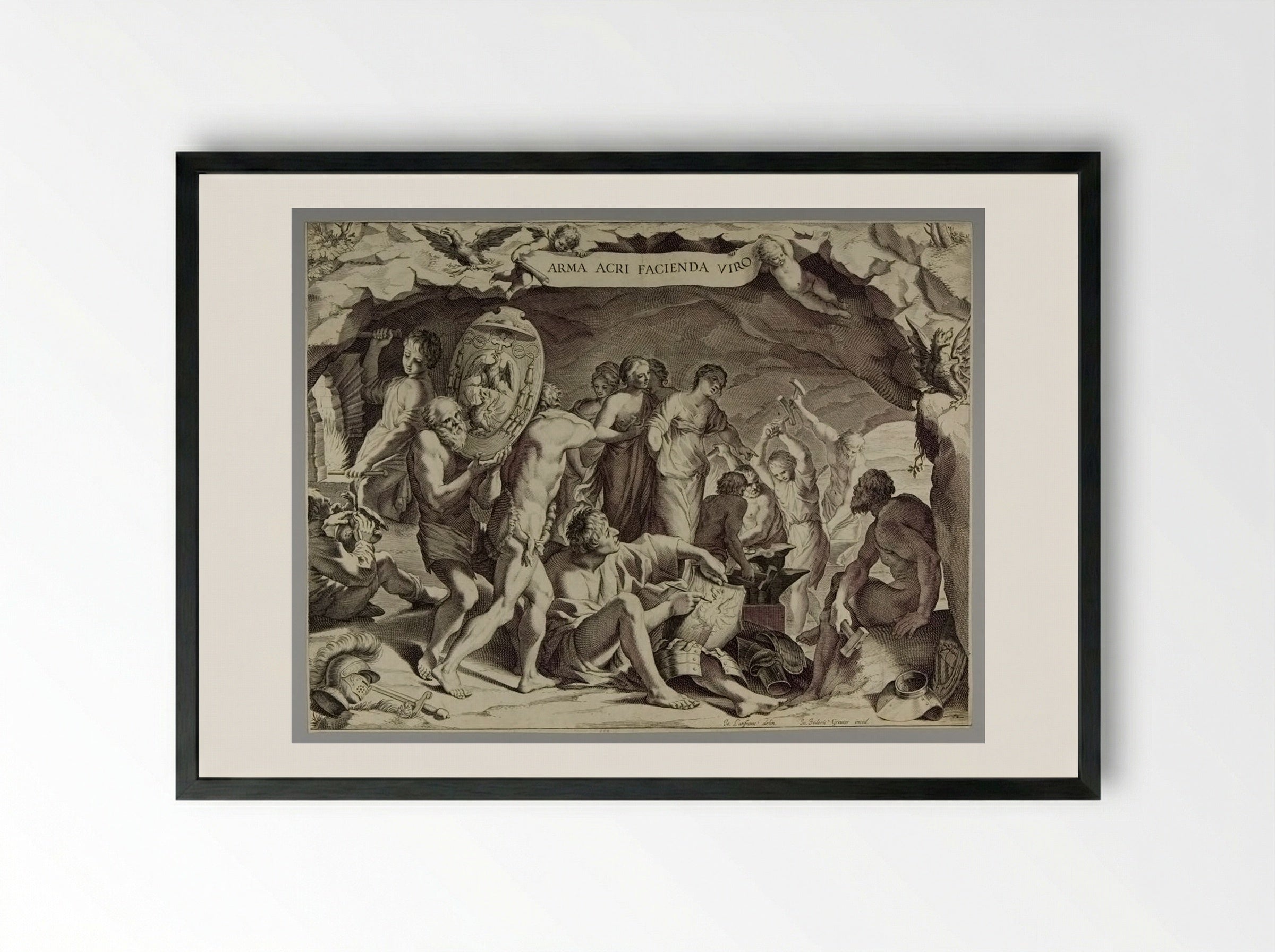 Forge of Vulcan - Johann Friedrich Greuter - Framed Print Black