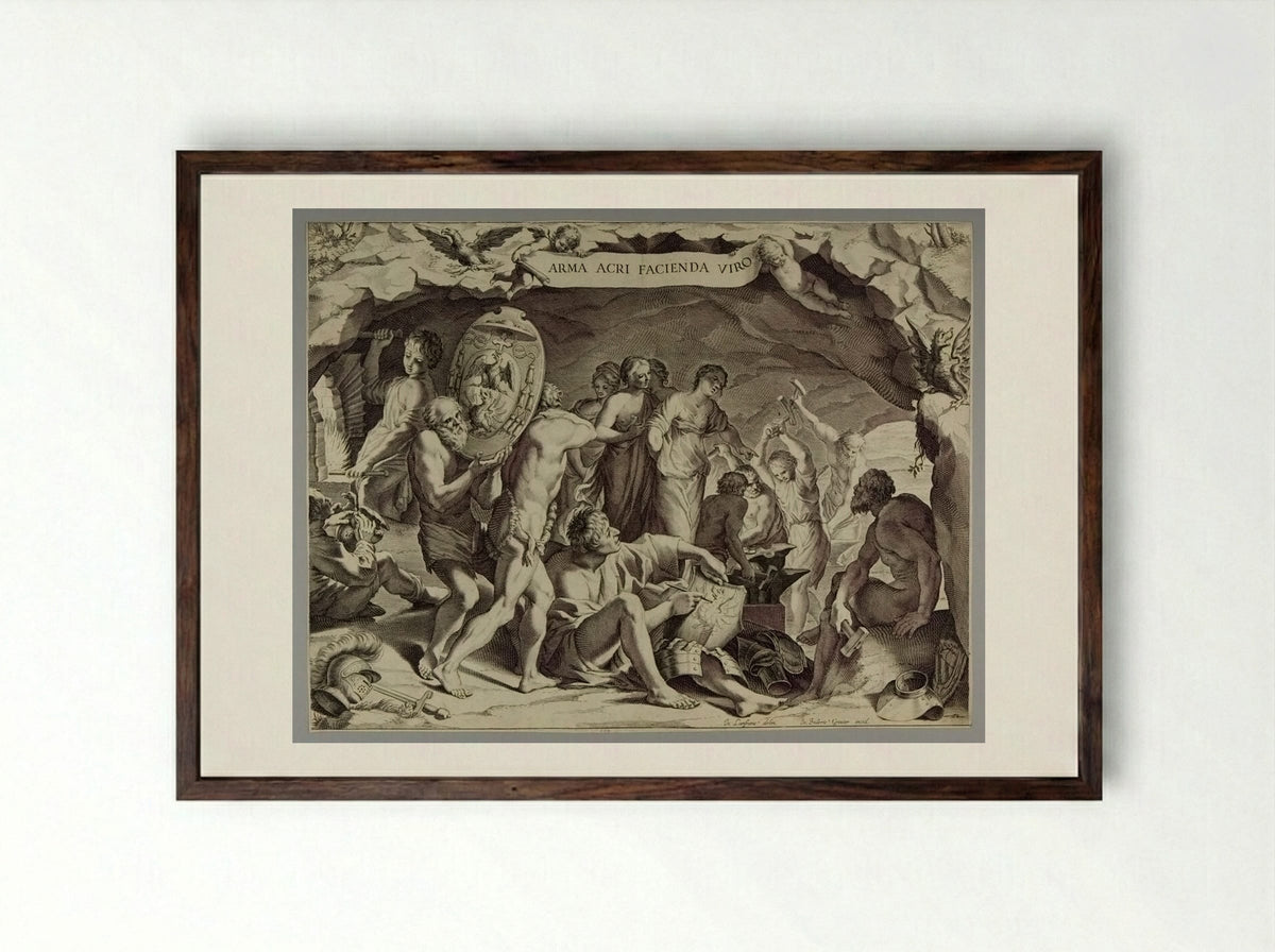 Forge of Vulcan - Johann Friedrich Greuter - Framed Print Dark Wood