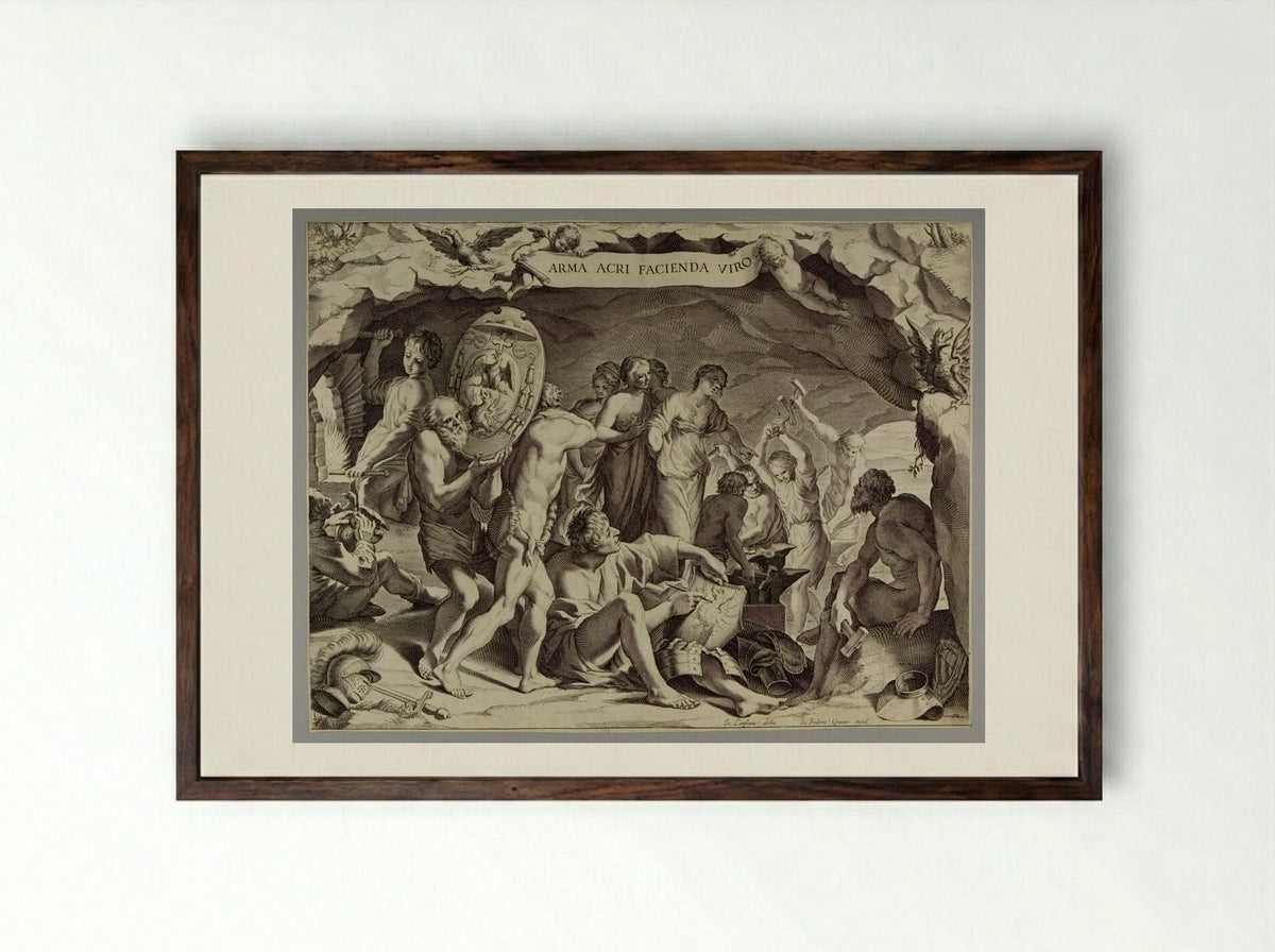 Forge of Vulcan - Johann Friedrich Greuter - Framed Print Dark Wood