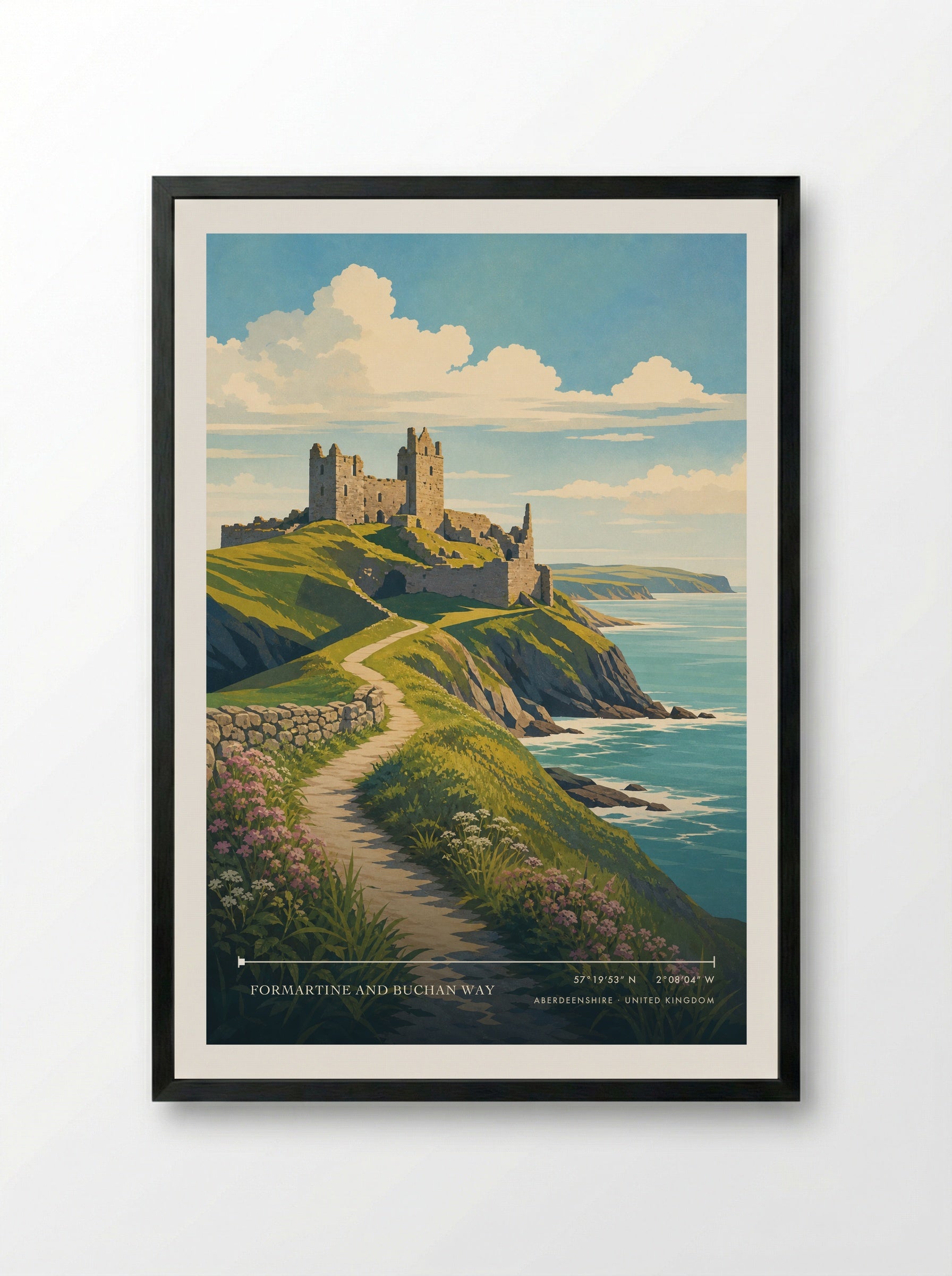 Formartine and Buchan Way Aberdeenshire United Kingdom Travel Poster - Framed Print Black