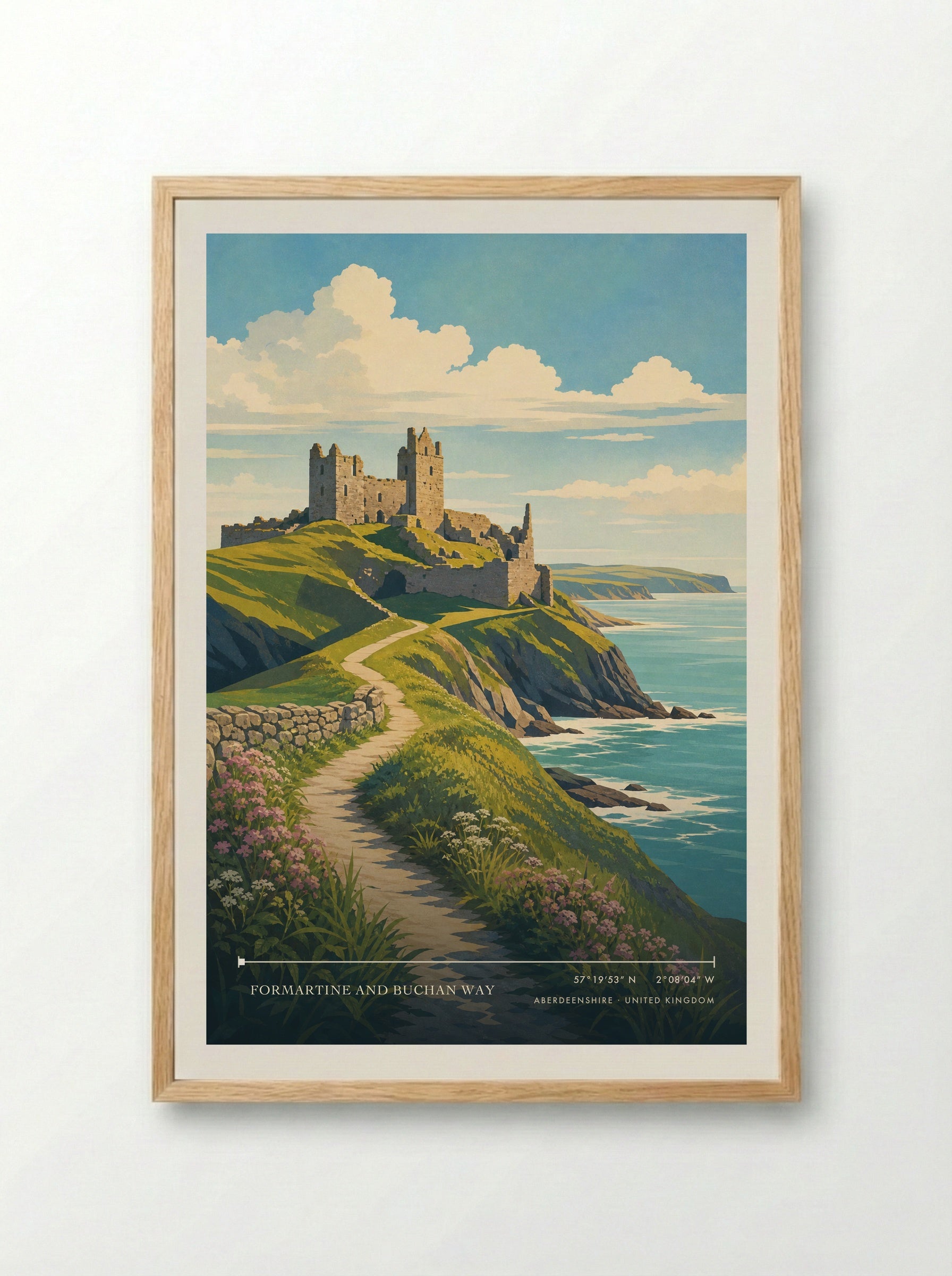 Formartine and Buchan Way Aberdeenshire United Kingdom Travel Poster - Framed Print Wood