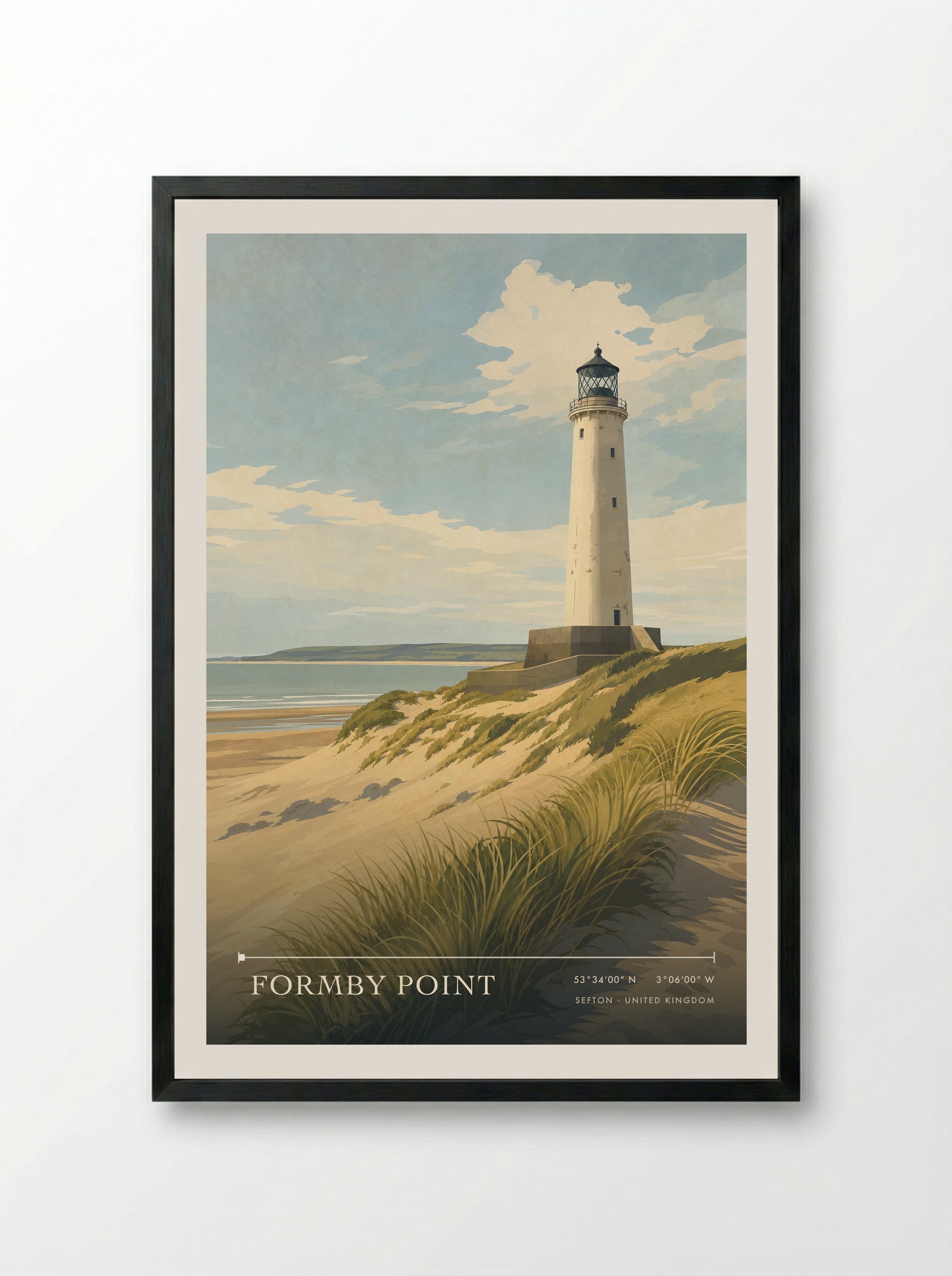 Formby Point Sefton United Kingdom Travel Poster - Framed Print Black
