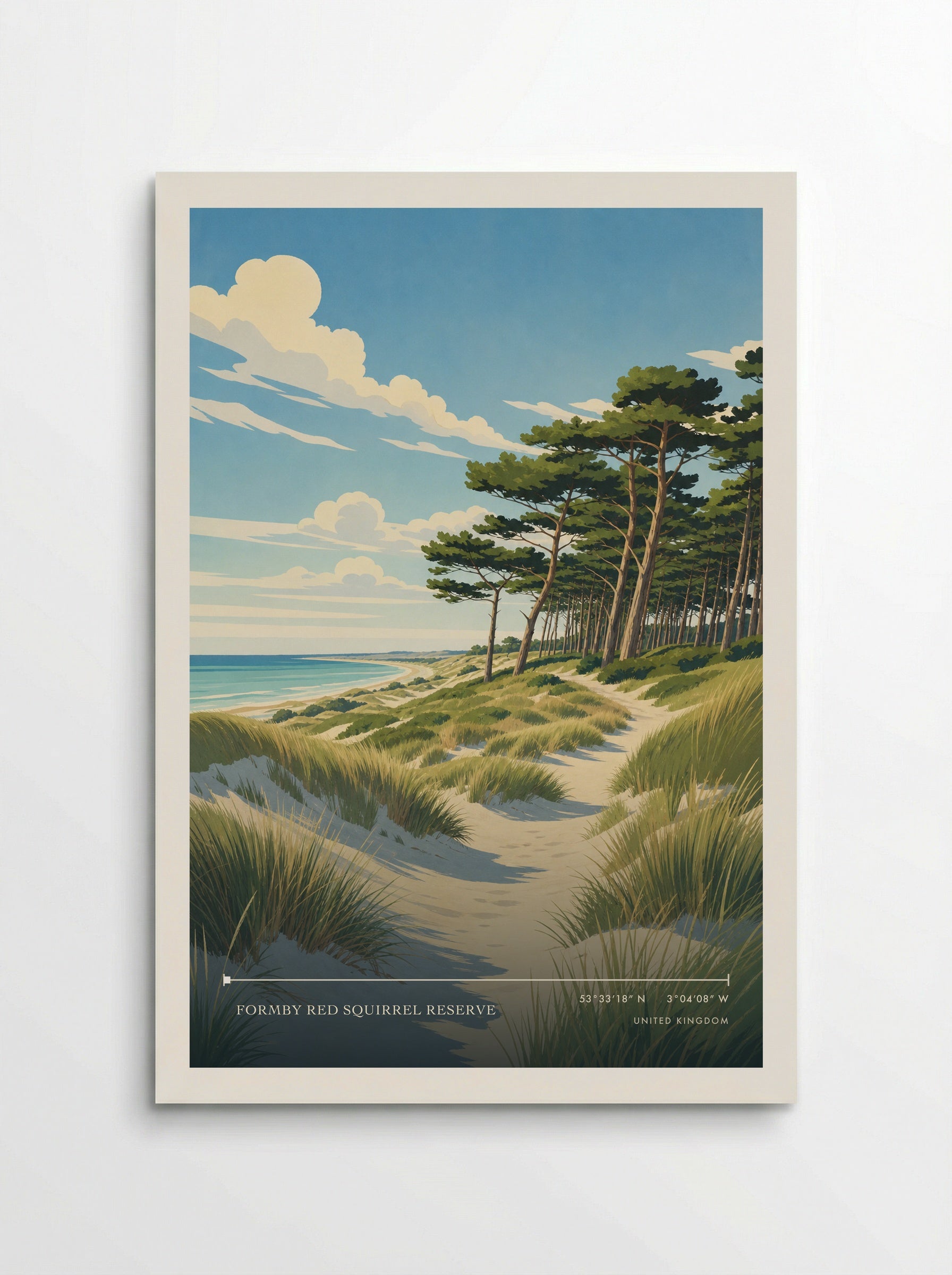 Formby Red Squirrel Reserve United Kingdom Travel Poster - Poster