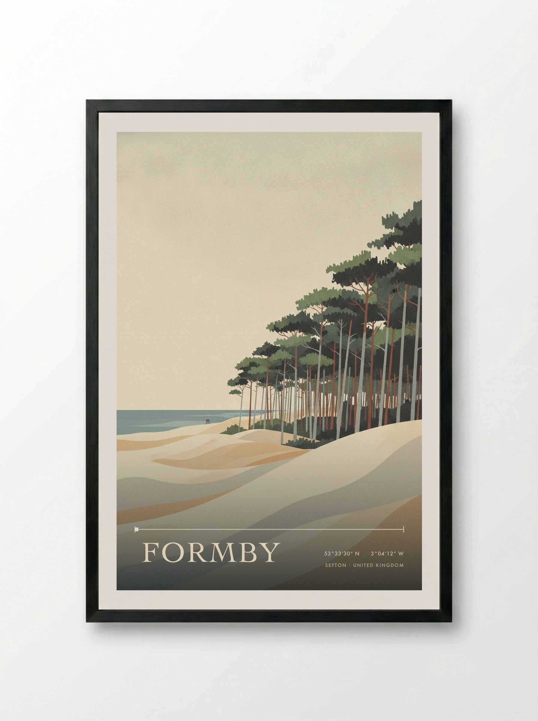 Formby Sefton United Kingdom Travel Poster - Framed Print Black