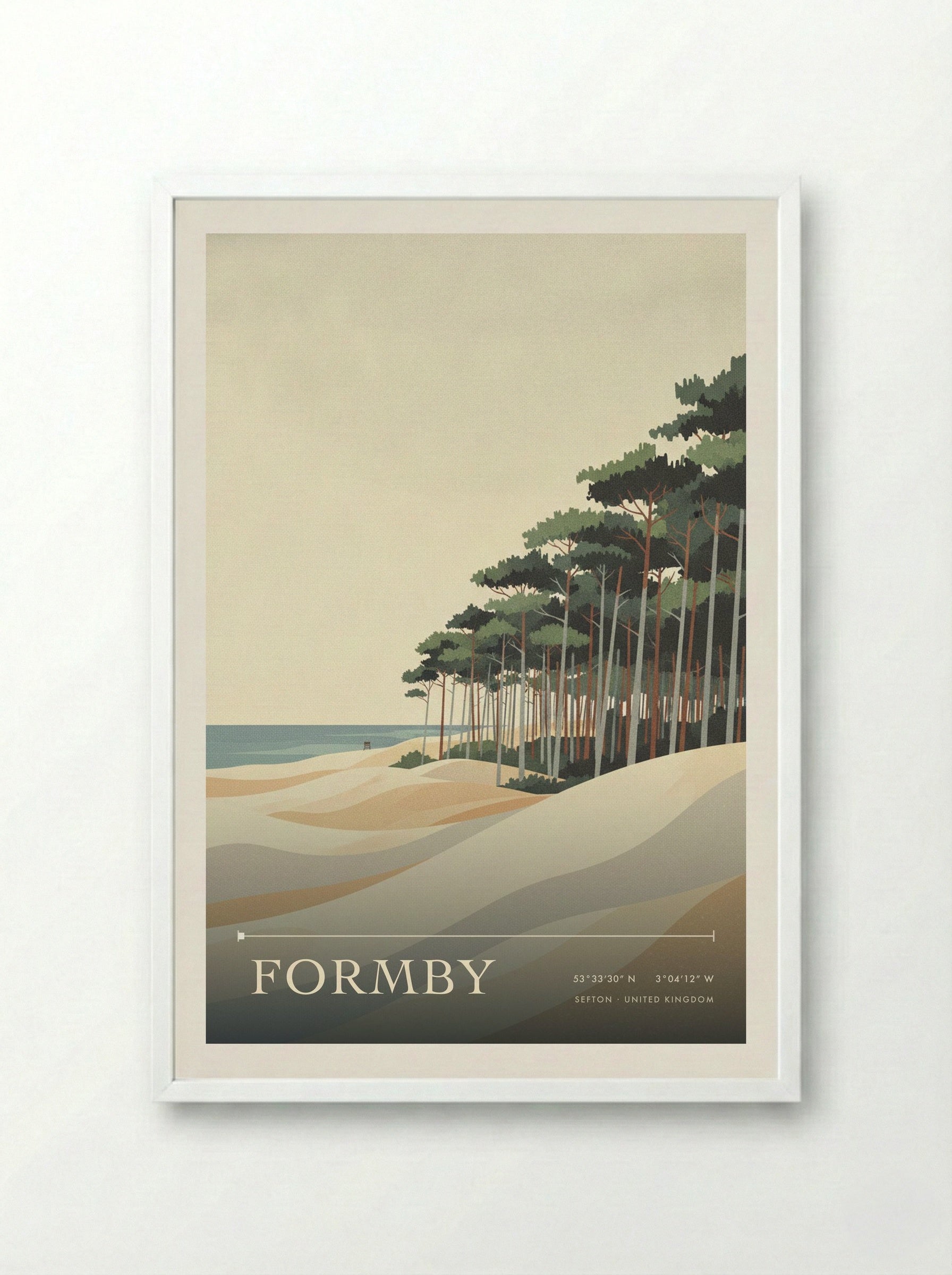 Formby Sefton United Kingdom Travel Poster - Framed Print White