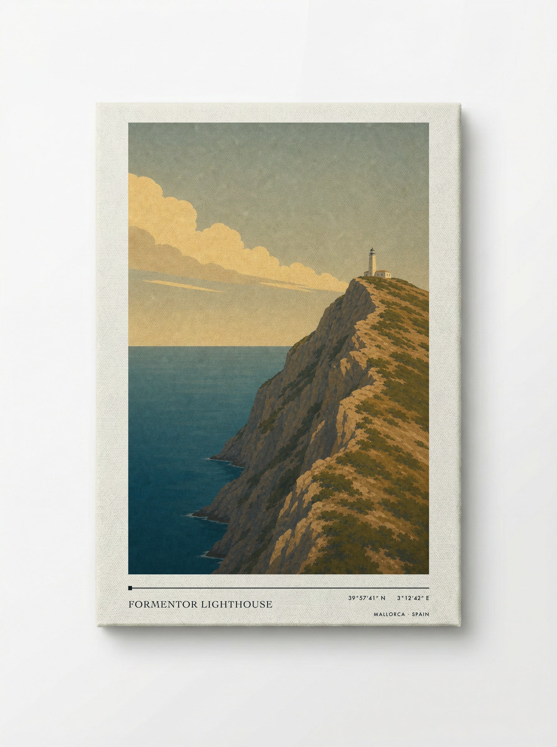 Formentor Lighthouse Travel Poster Artwork - Canvas