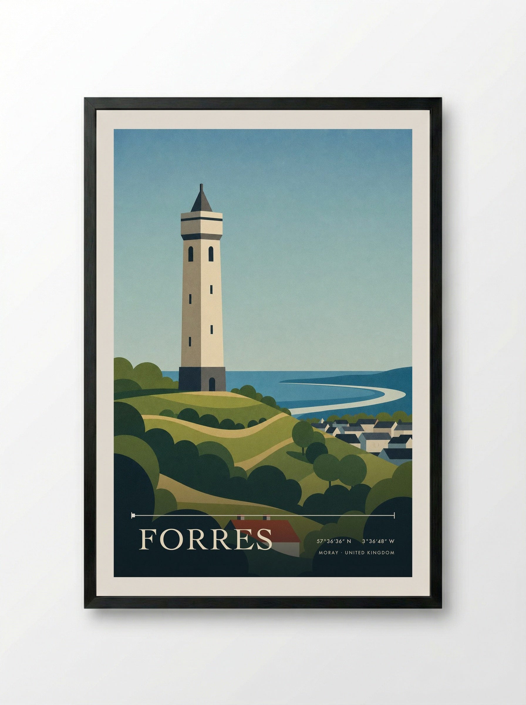 Forres Moray United Kingdom Travel Poster - Framed Print Black